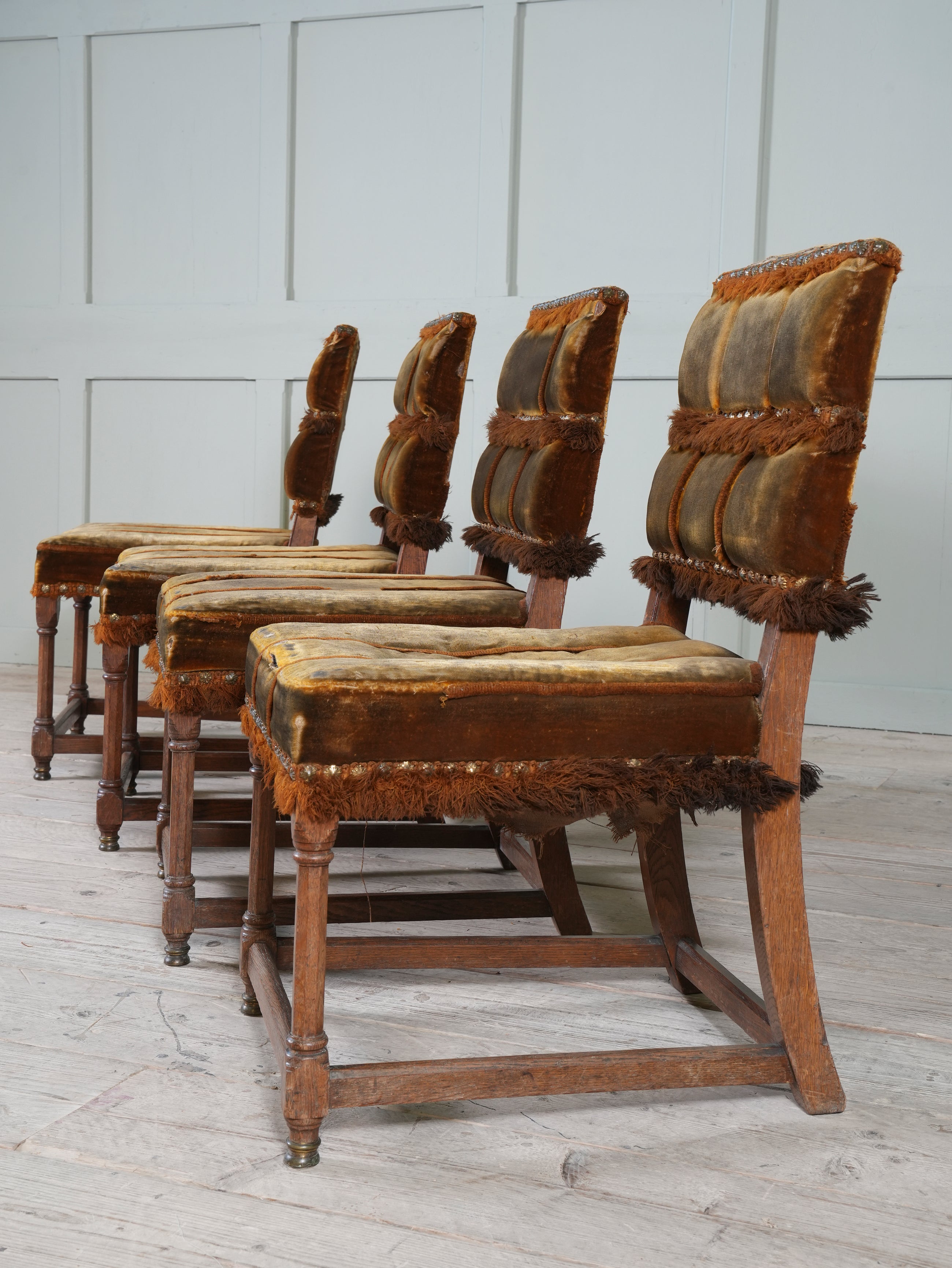 A Set of Four Oak Renaissance Revival Side Chairs