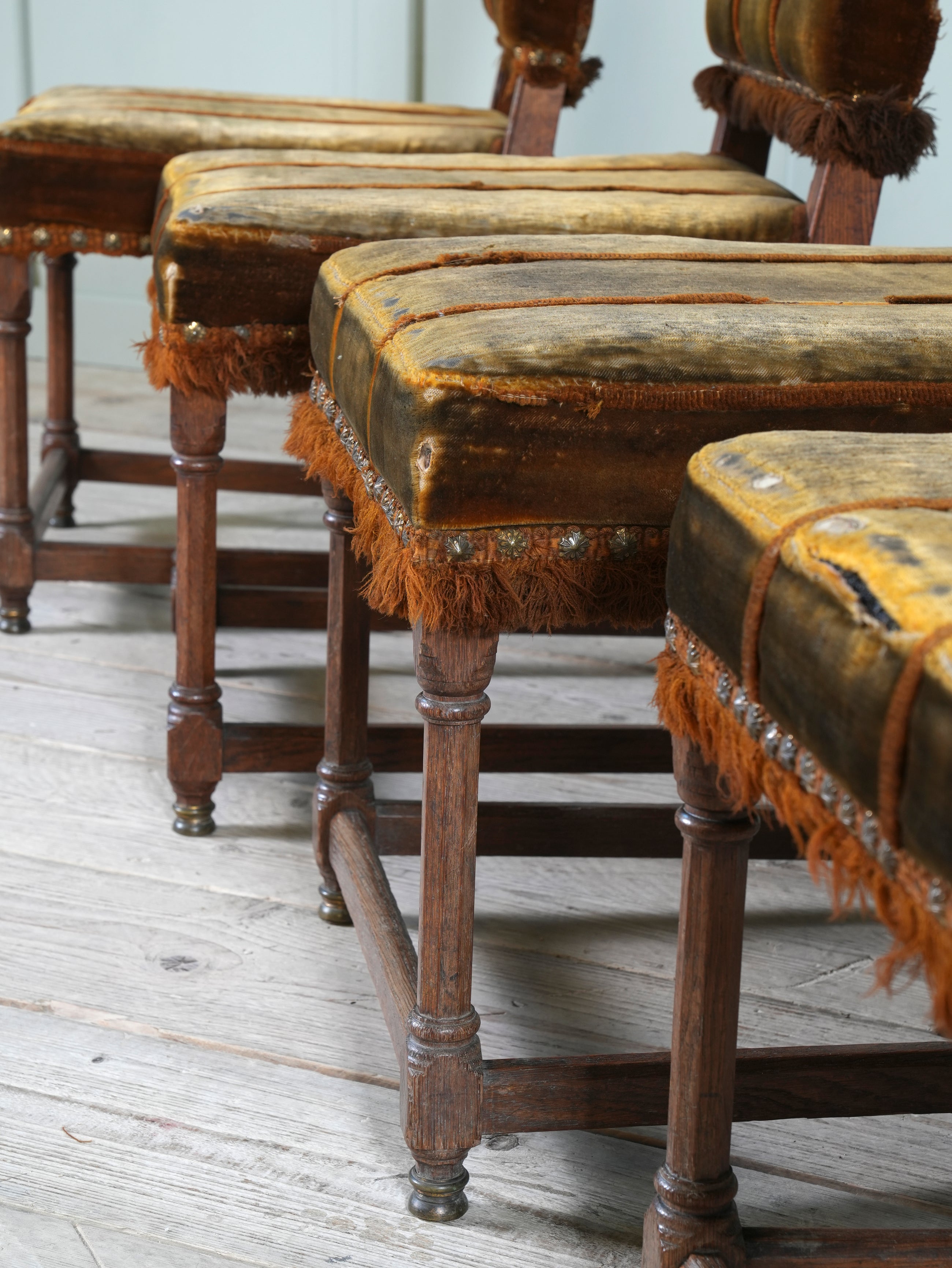 A Set of Four Oak Renaissance Revival Side Chairs