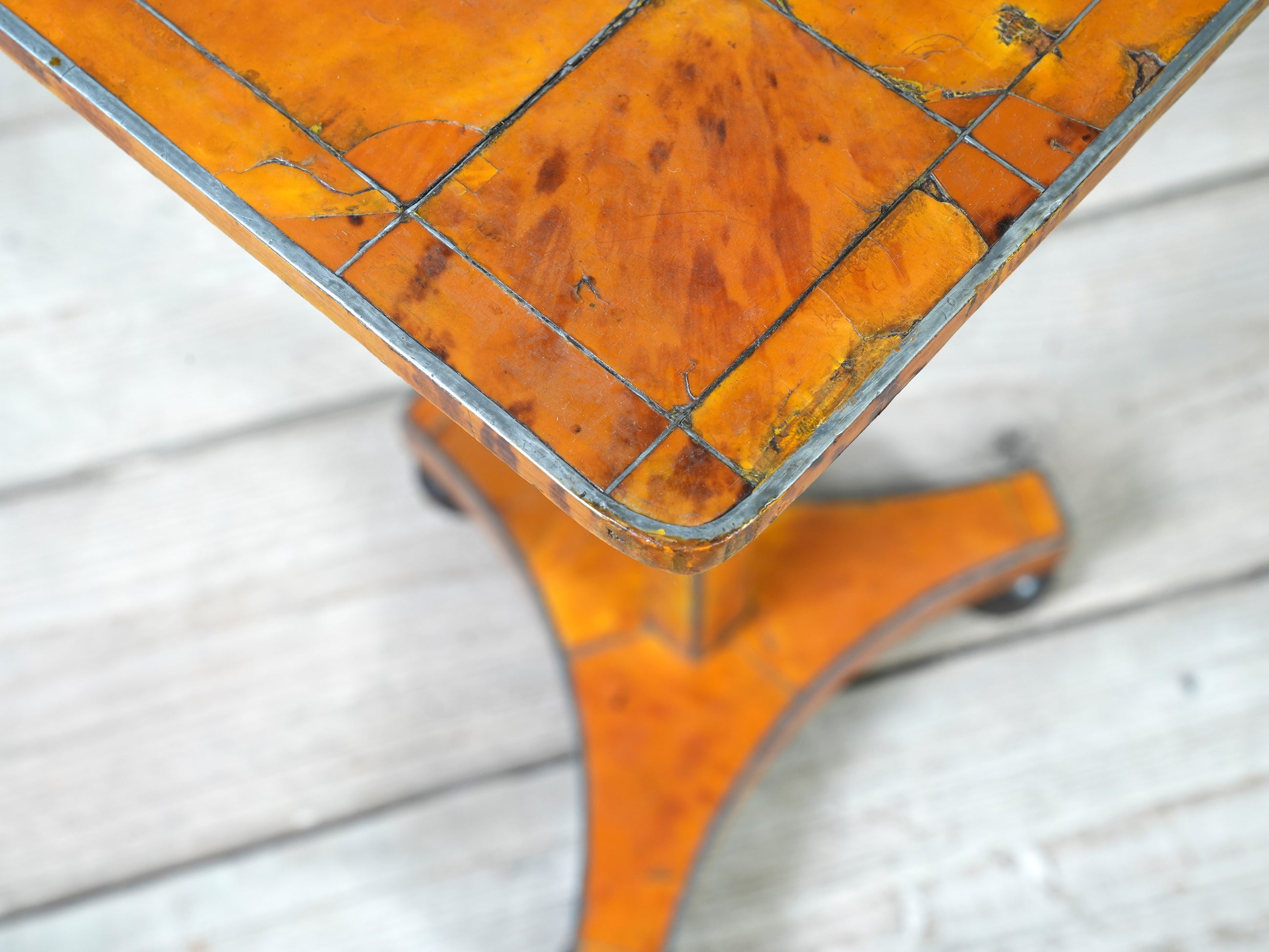 A Regency Tortoiseshell & Pewter Occasional Table
