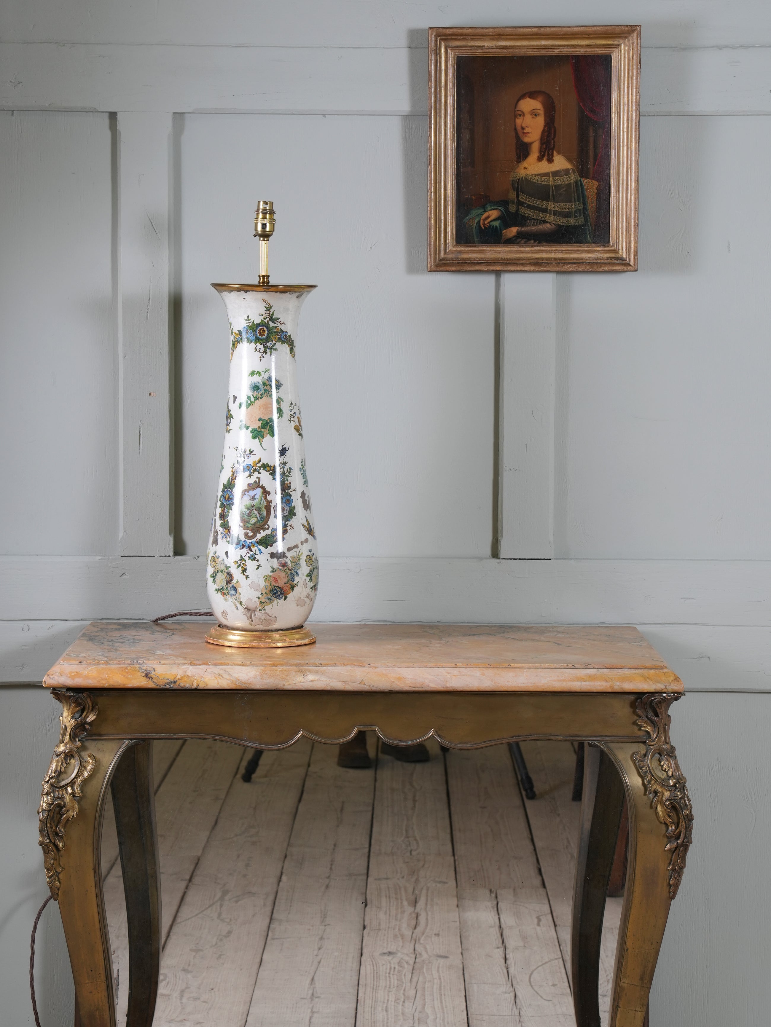A 19th Century Decalcomania Vase Table Lamp