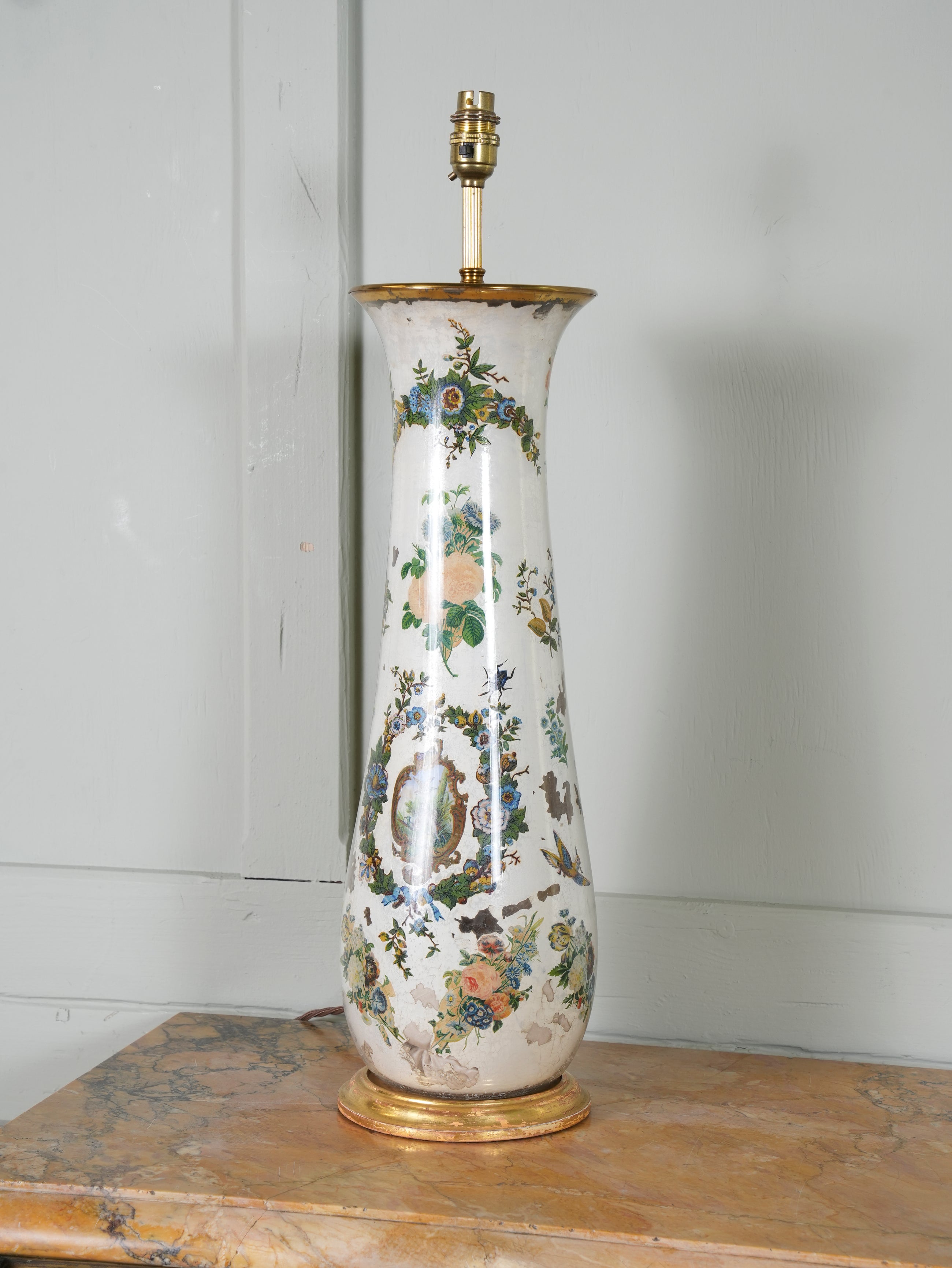 A 19th Century Decalcomania Vase Table Lamp