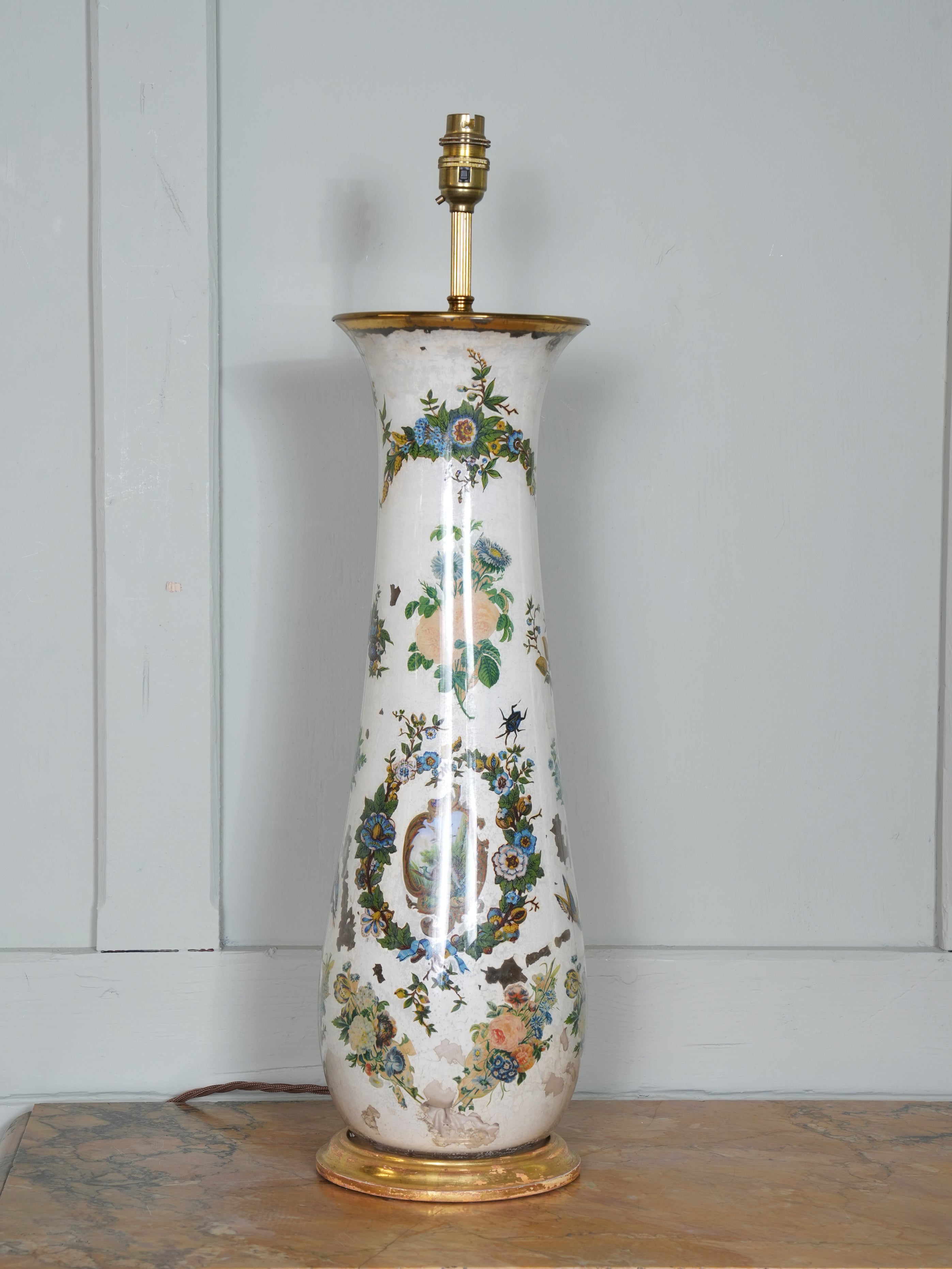 A 19th Century Decalcomania Vase Table Lamp