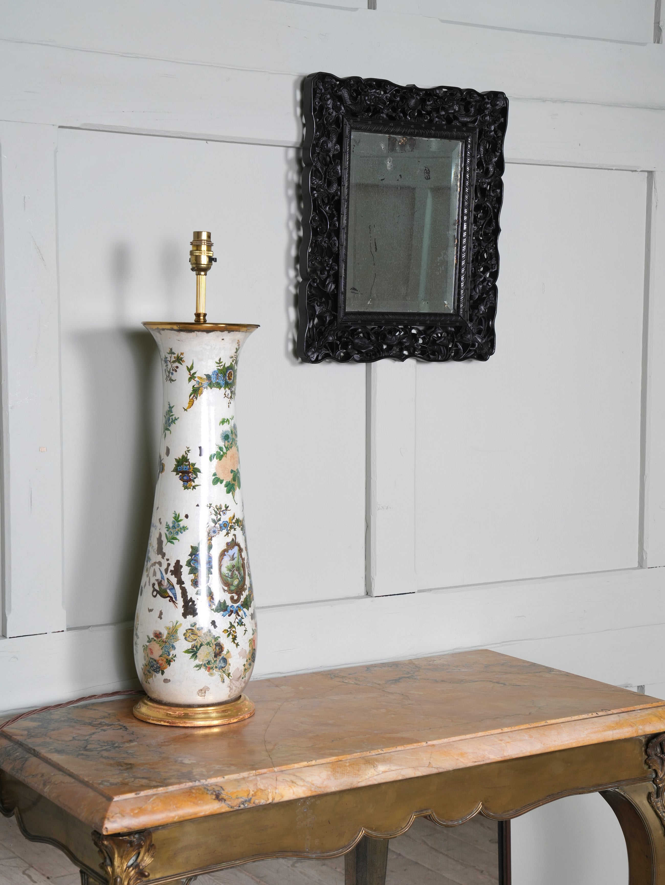 A Chinese Hongmu Wood Wall Mirror