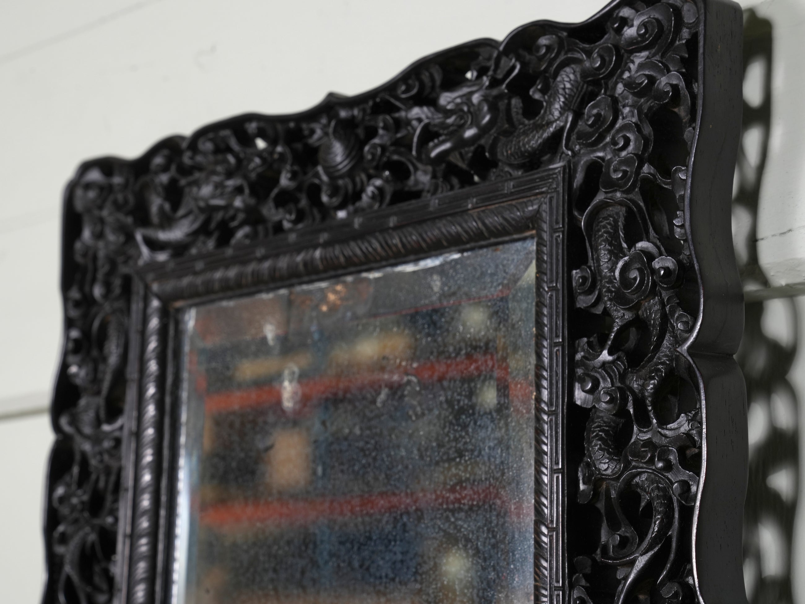 A Chinese Hongmu Wood Wall Mirror