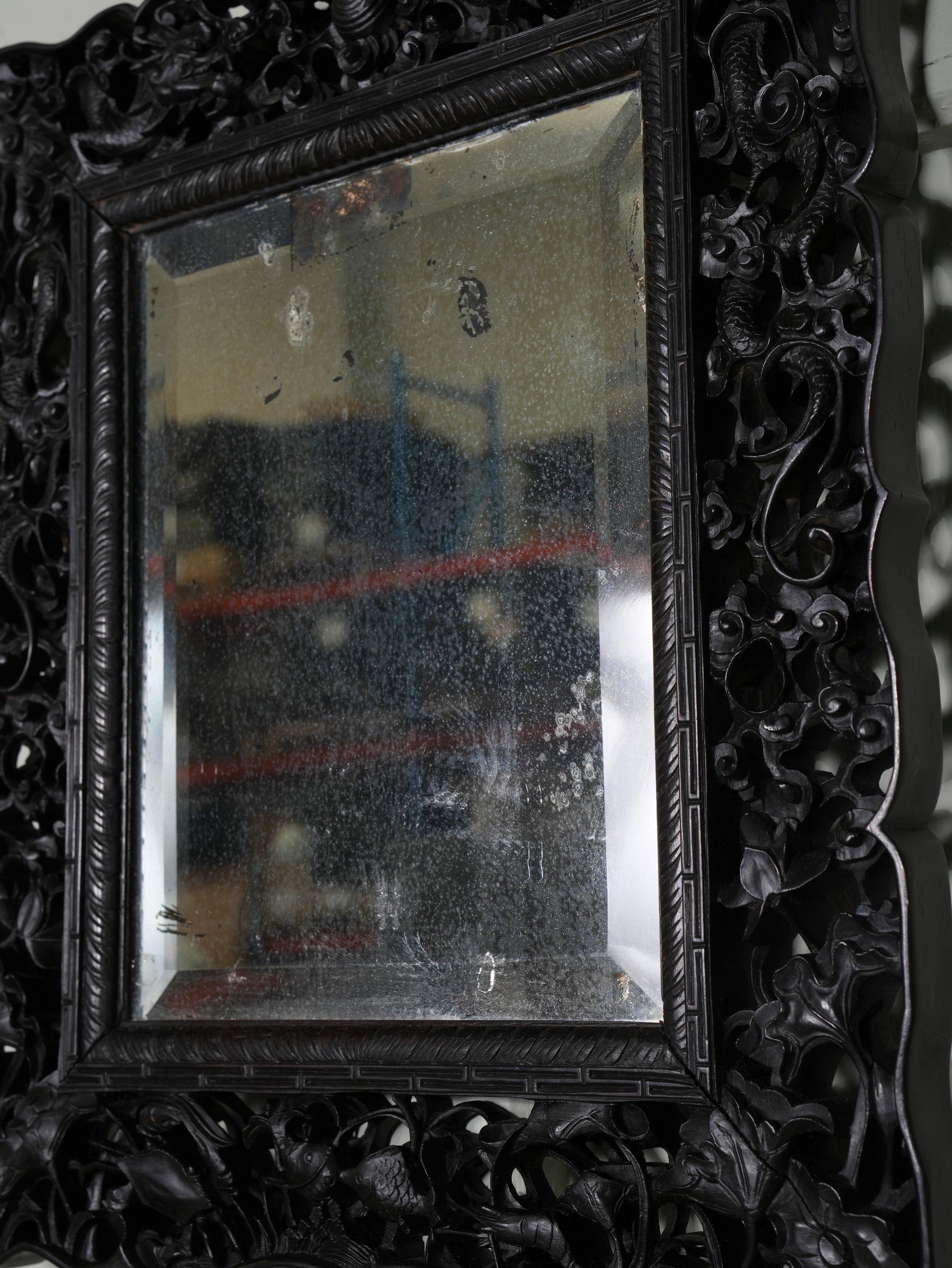A Chinese Hongmu Wood Wall Mirror