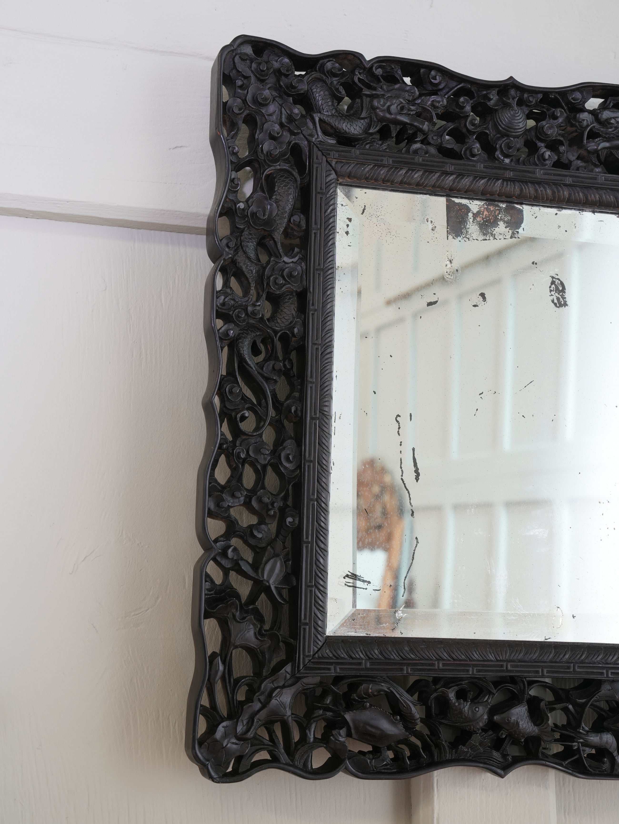 A Chinese Hongmu Wood Wall Mirror