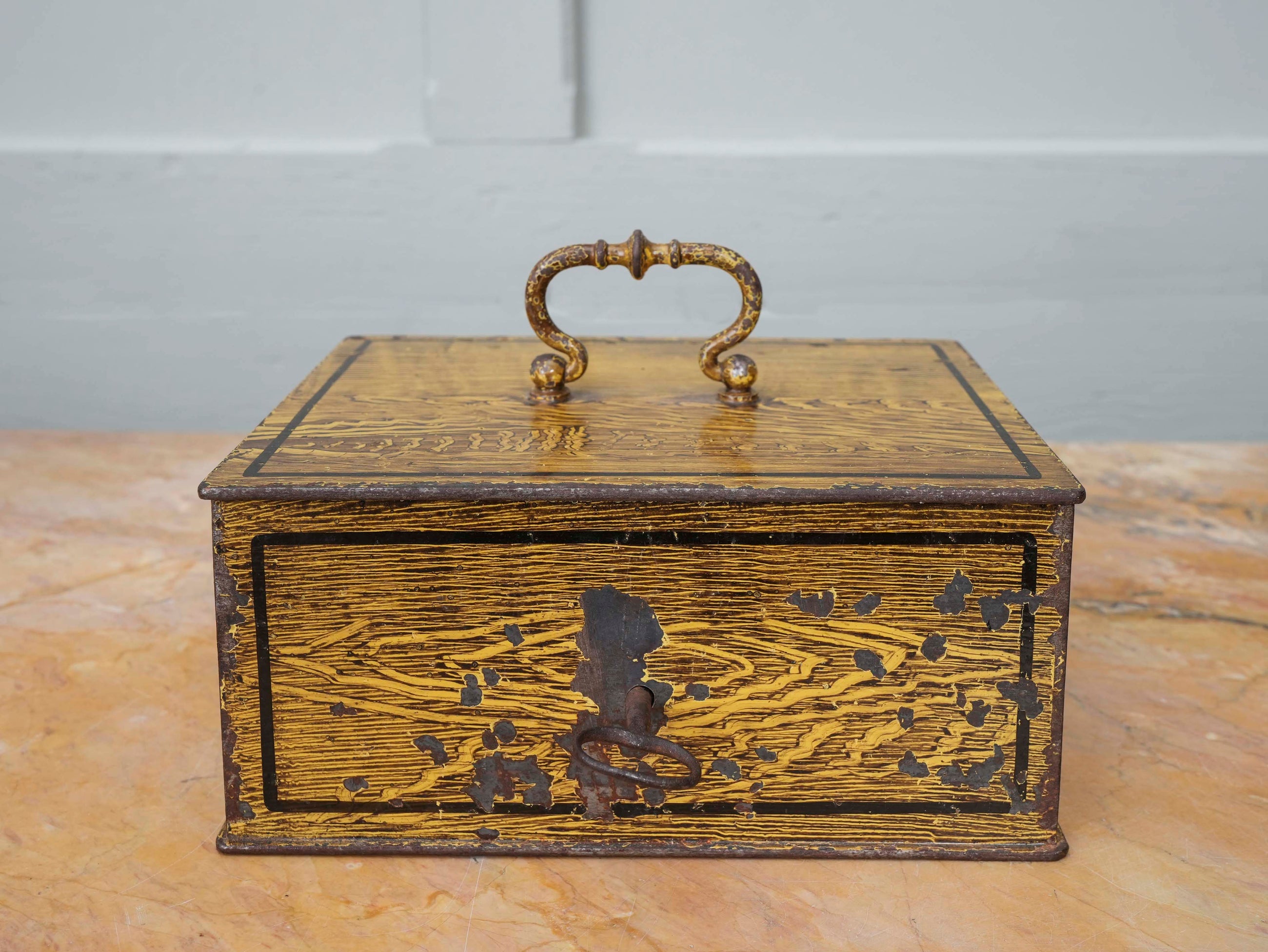 A 19th Century Faux Wood Grain Strong Box