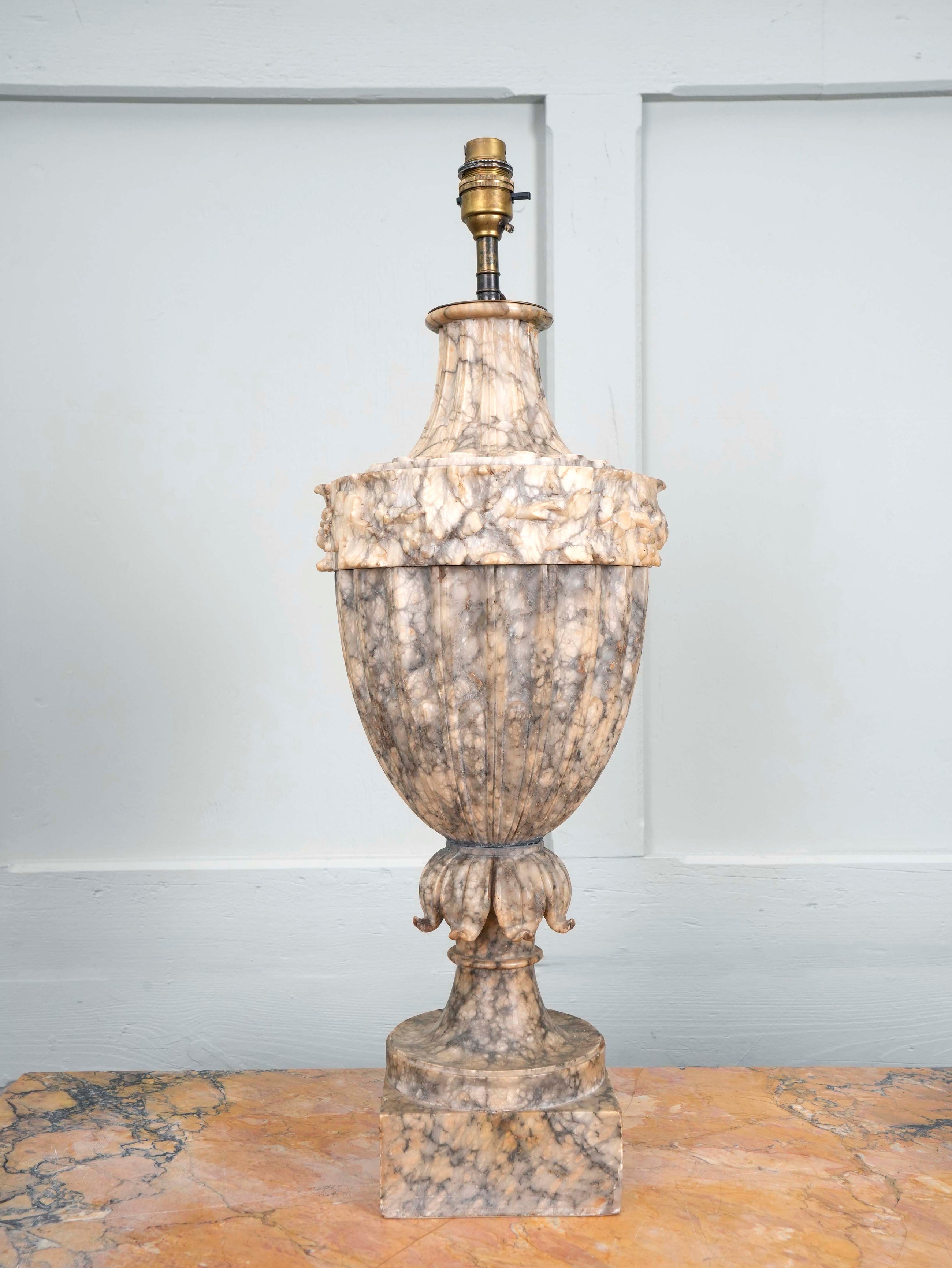 A 19th Century Alabaster Lidded Urn Table Lamp