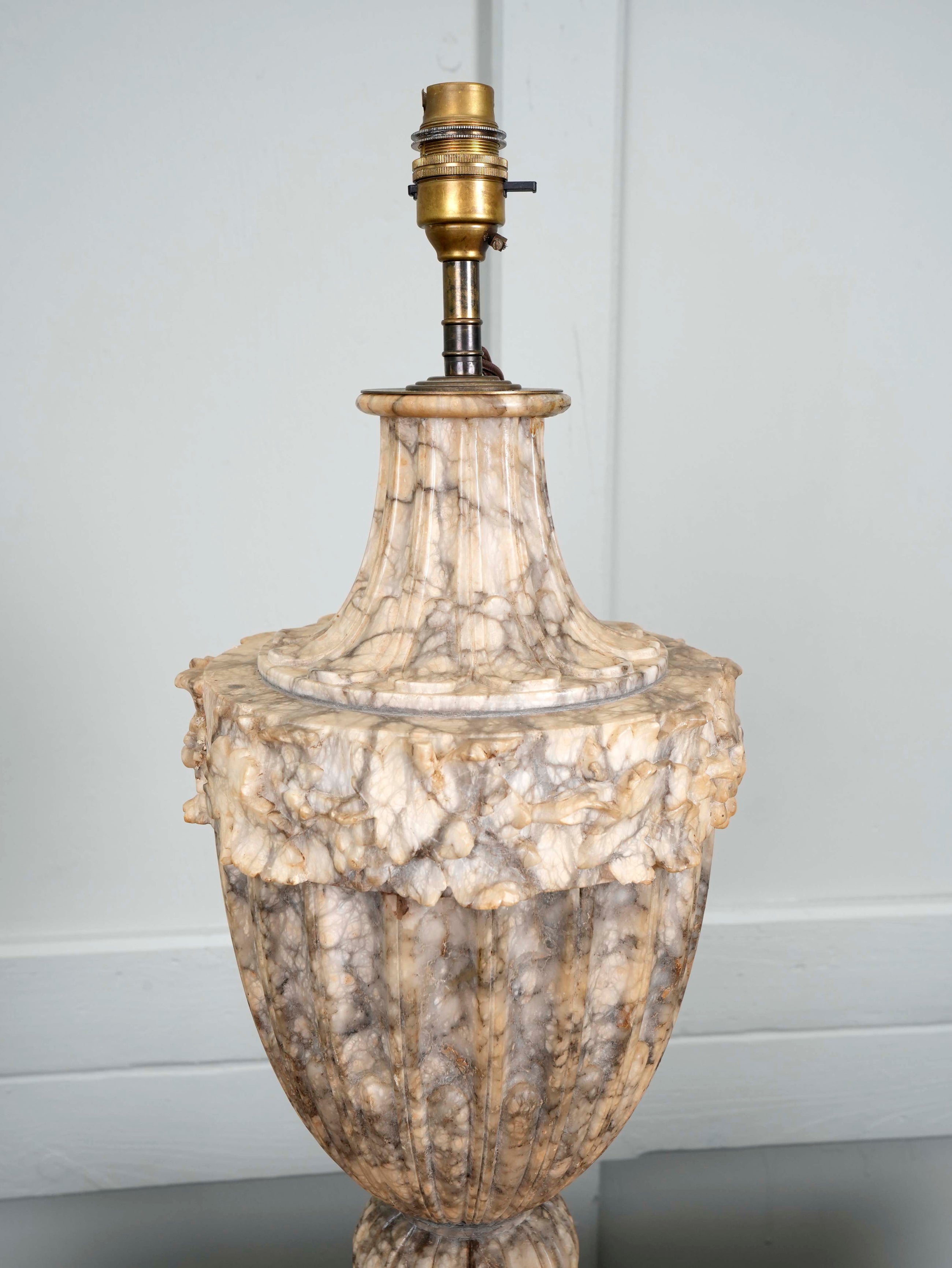 A 19th Century Alabaster Lidded Urn Table Lamp