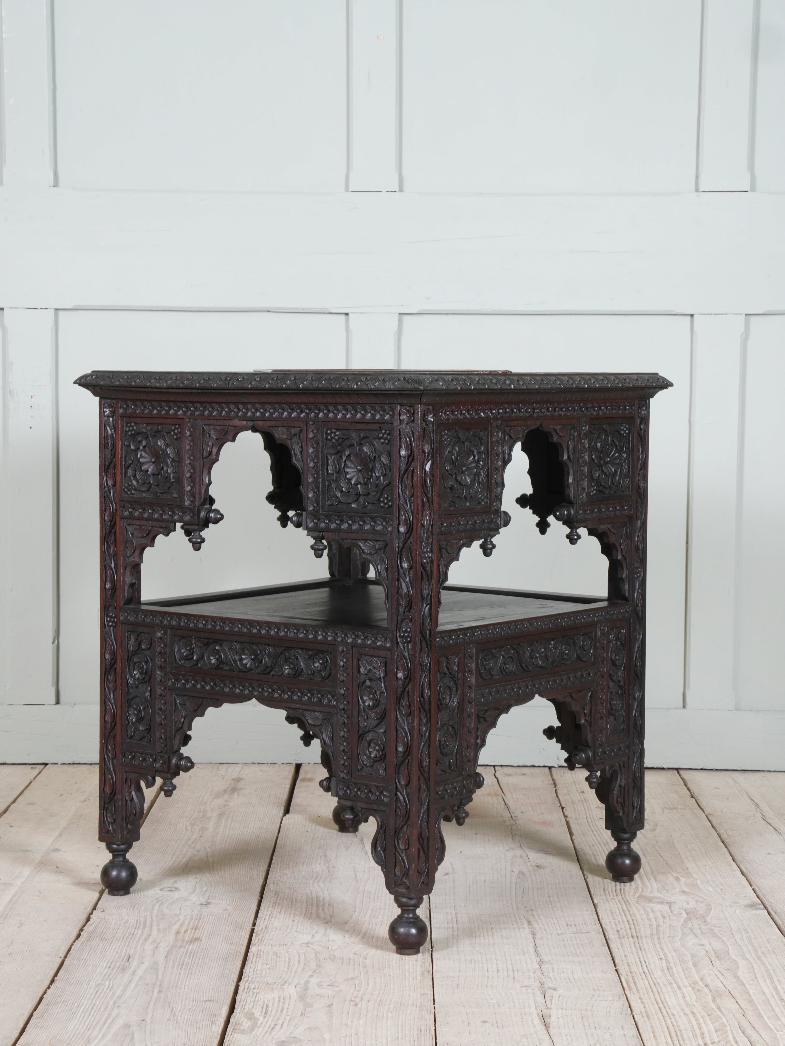 A Carved Rosewood & Pietra Dura Occasional Table