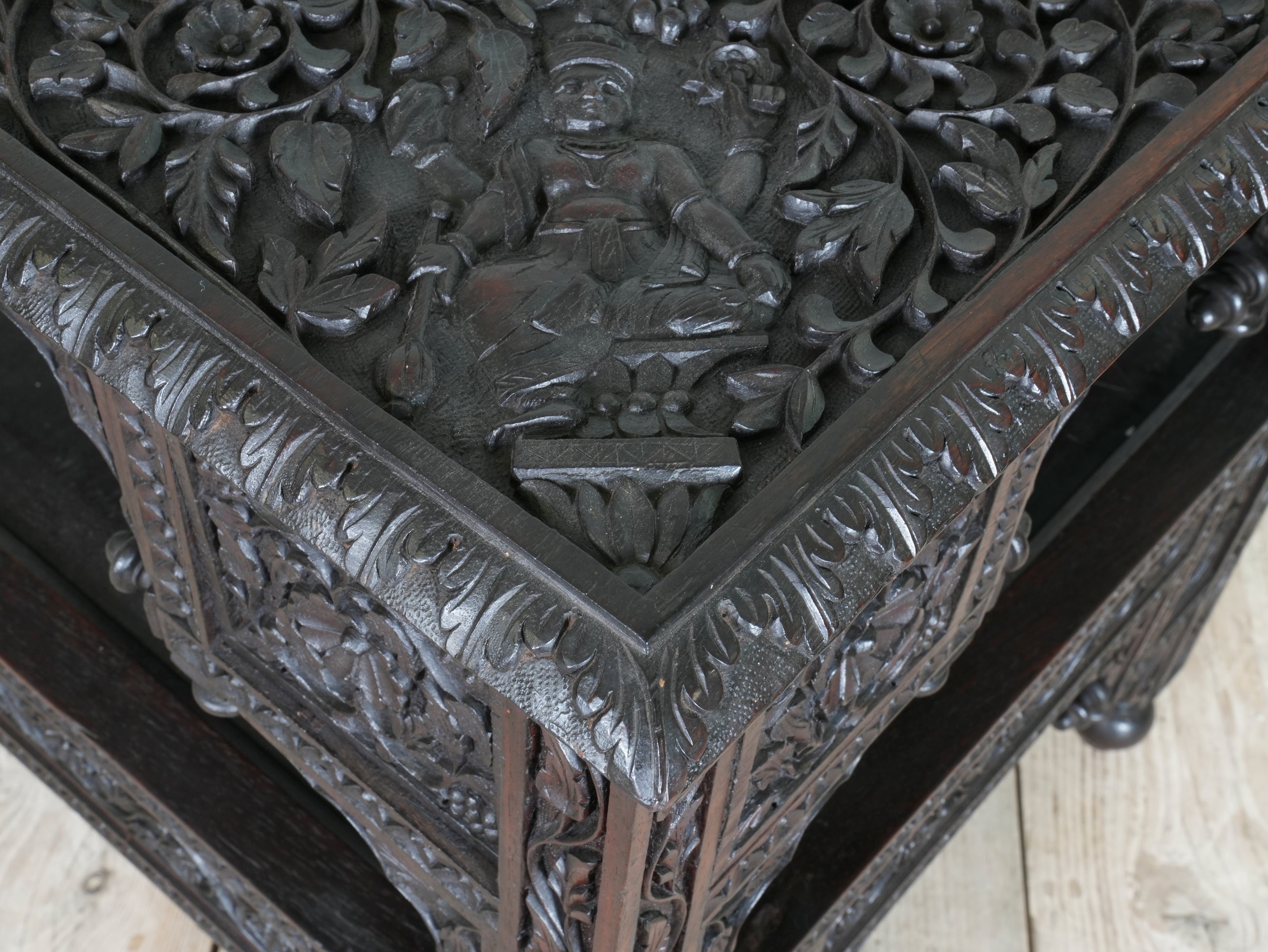 A Carved Rosewood & Pietra Dura Occasional Table