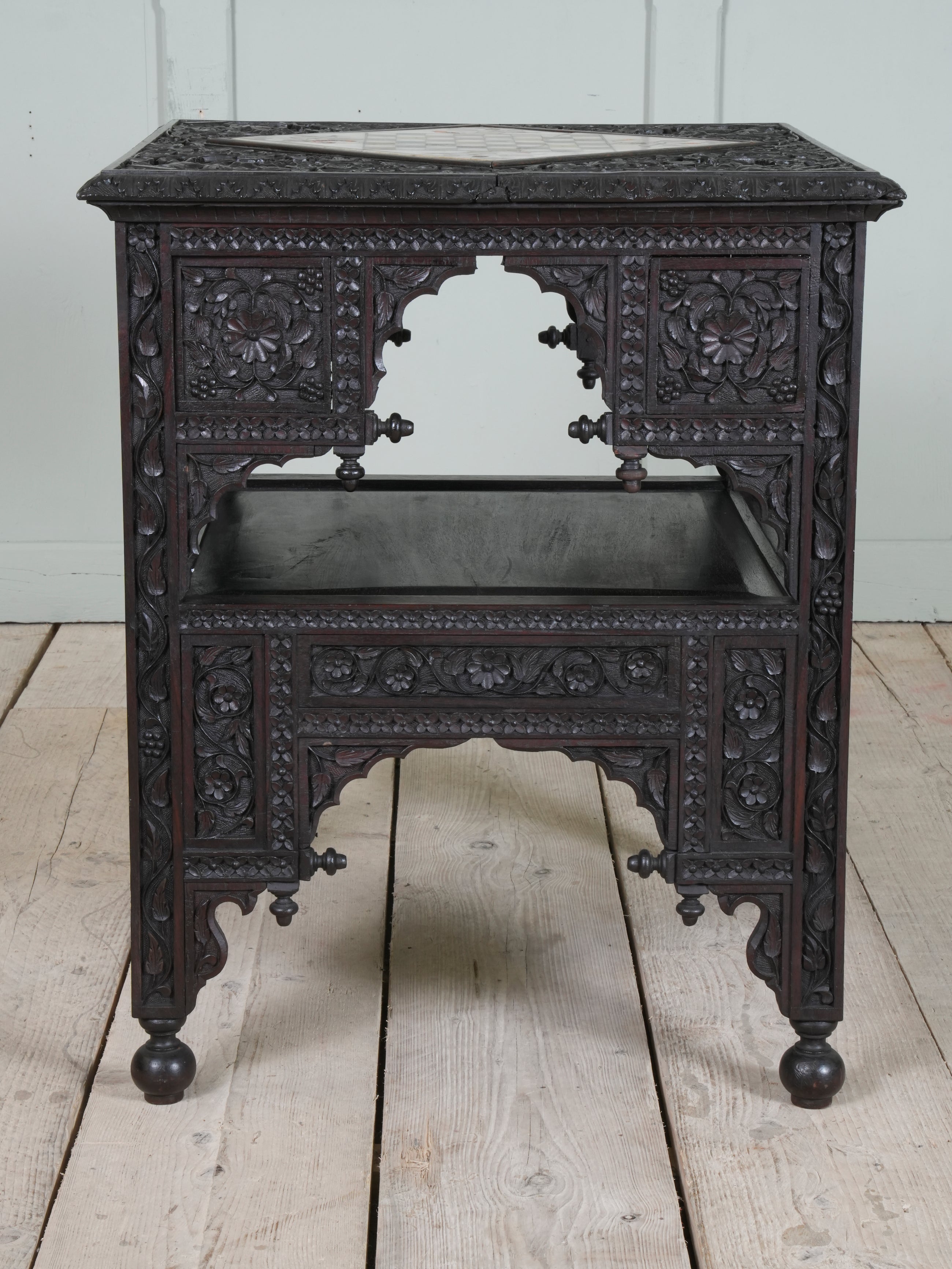 A Carved Rosewood & Pietra Dura Occasional Table