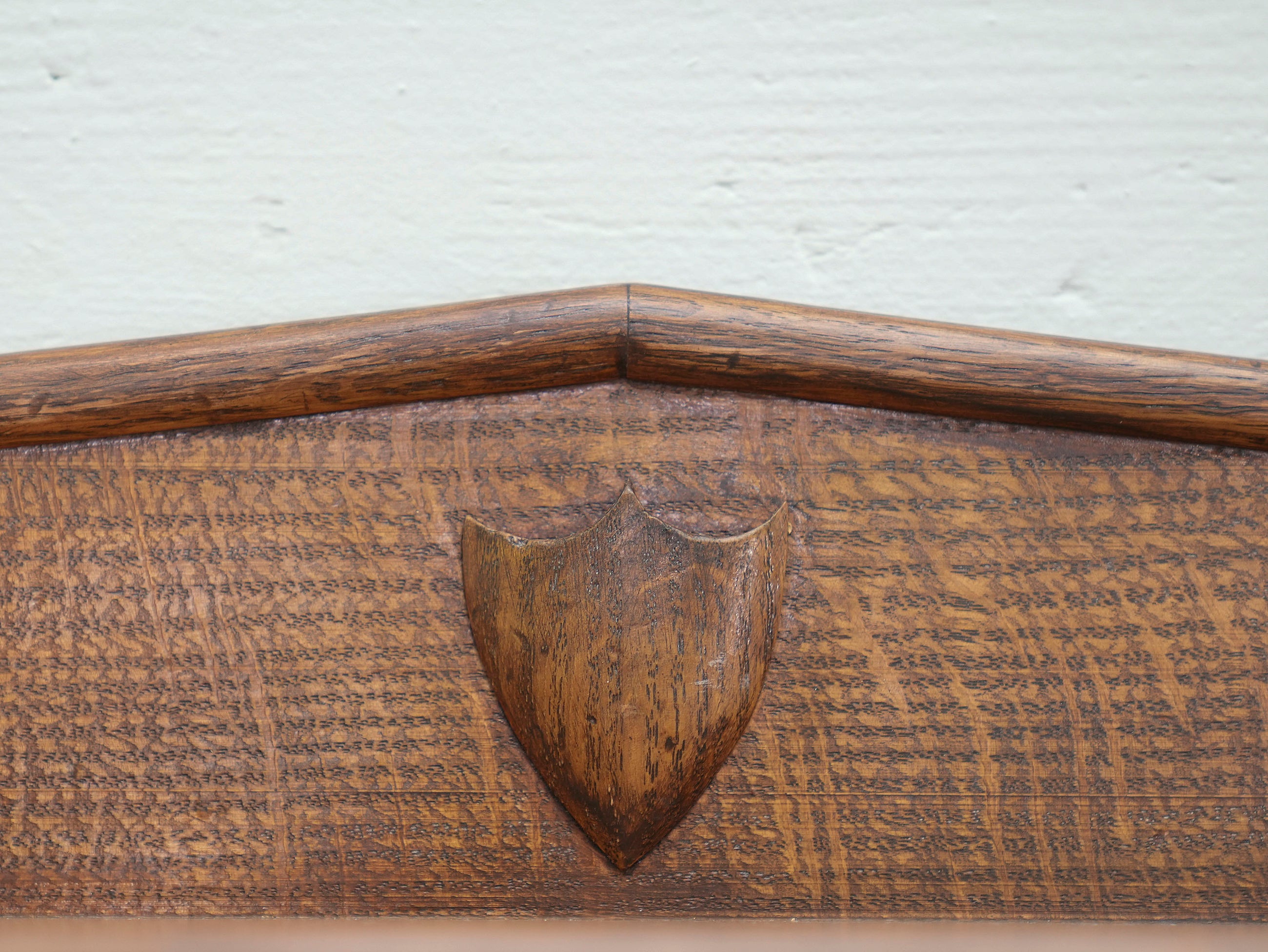 A Pair of Gilt Brass & Oak Hanging Shelves
