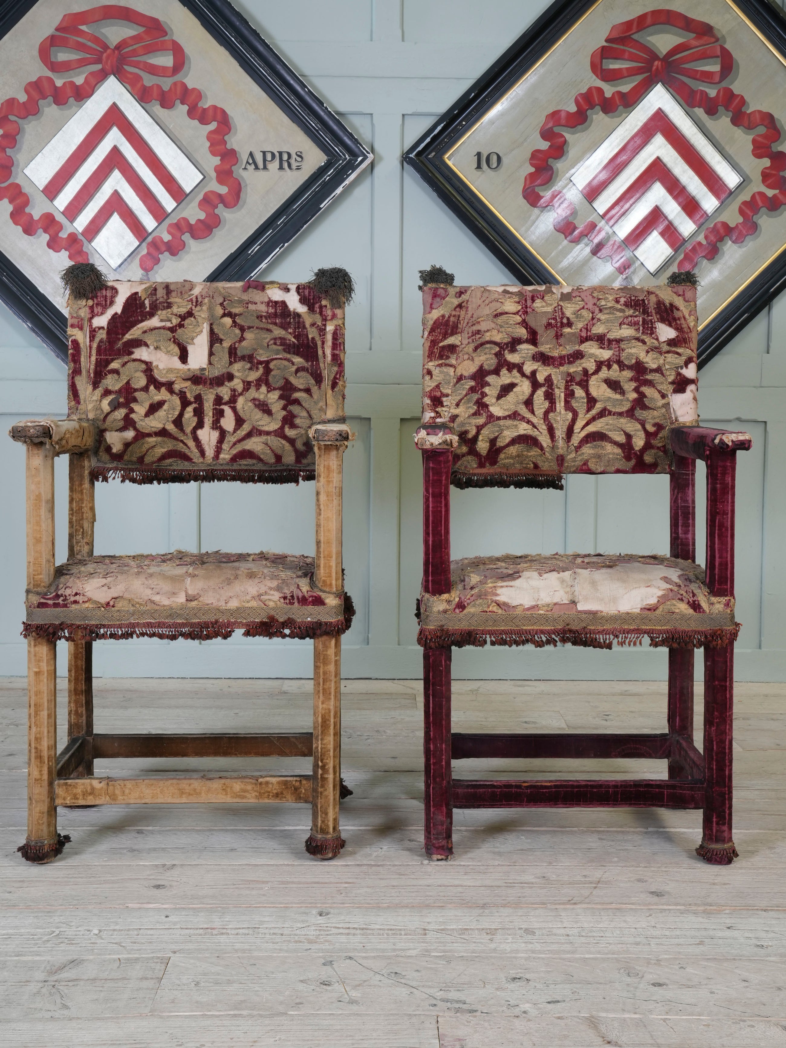 A Pair of Velvet Chairs in the manner of Lenygon & Sons