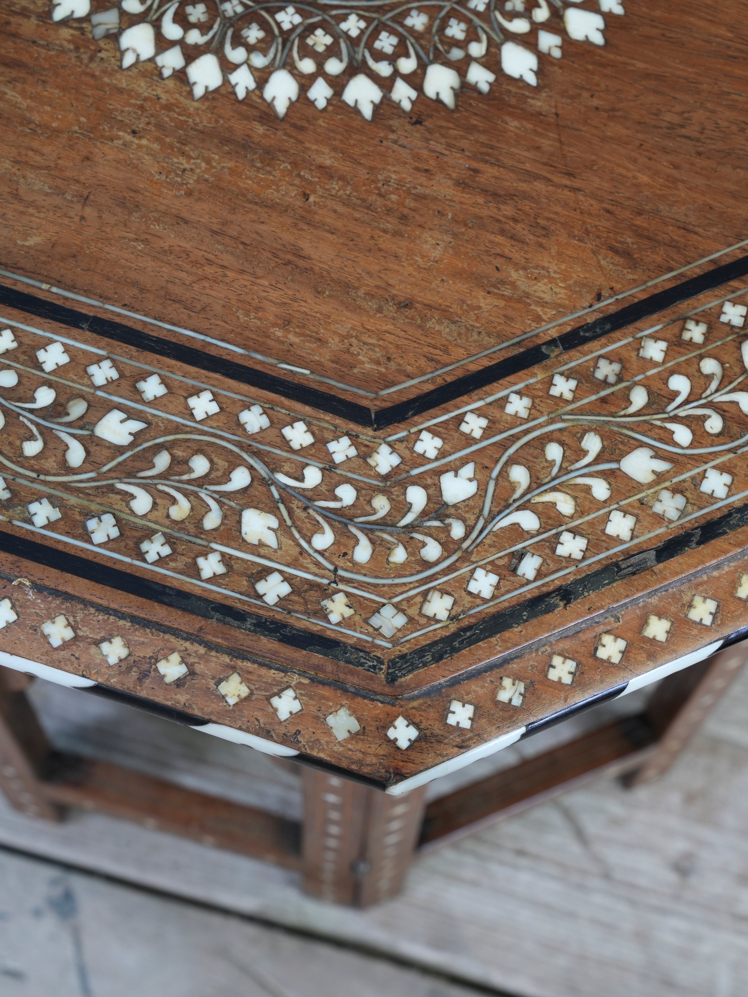 A Bone & Ebony Inlaid Hoshiarpur Table