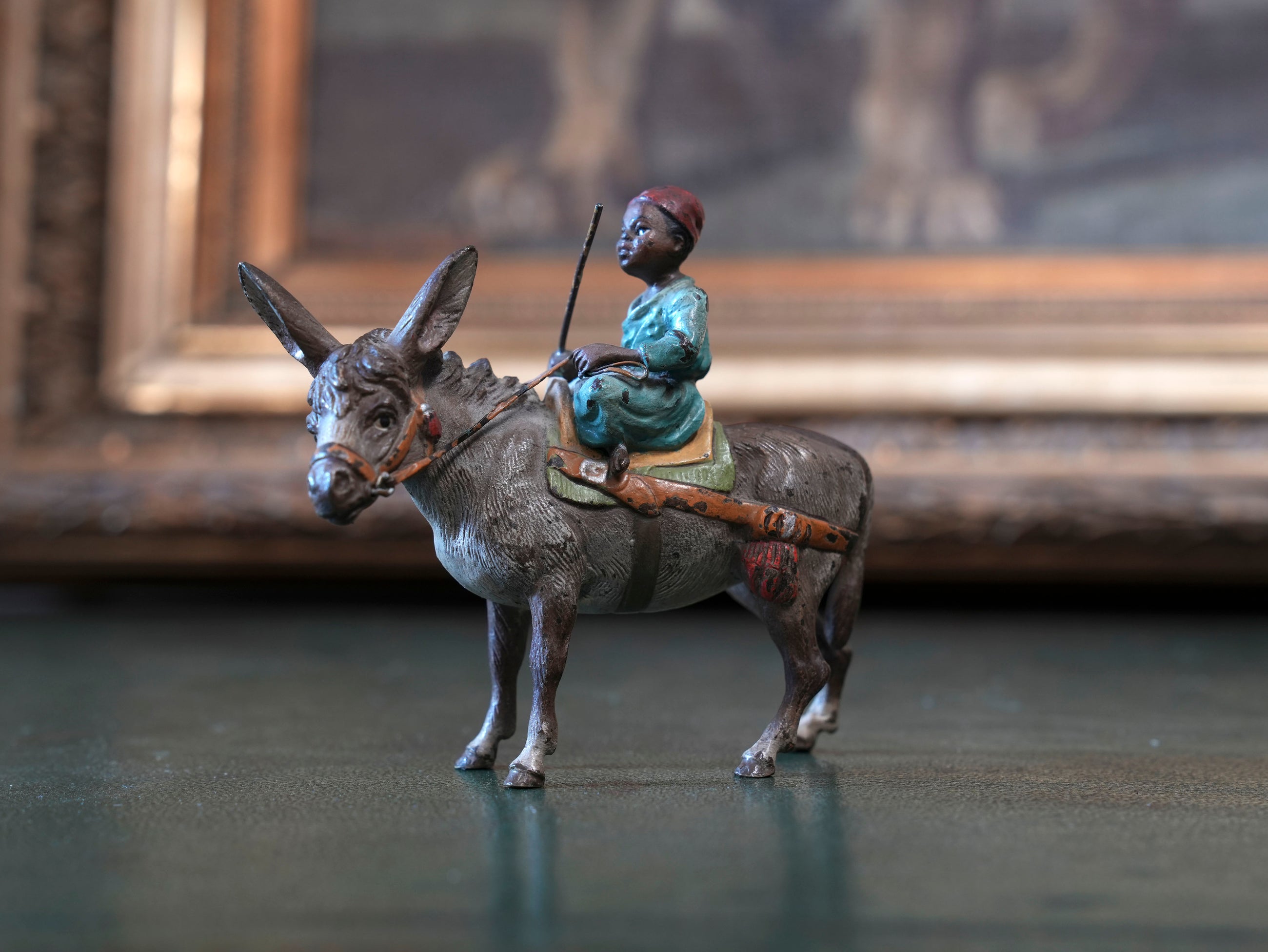 Austrian Cold Painted Bronze Boy & Donkey