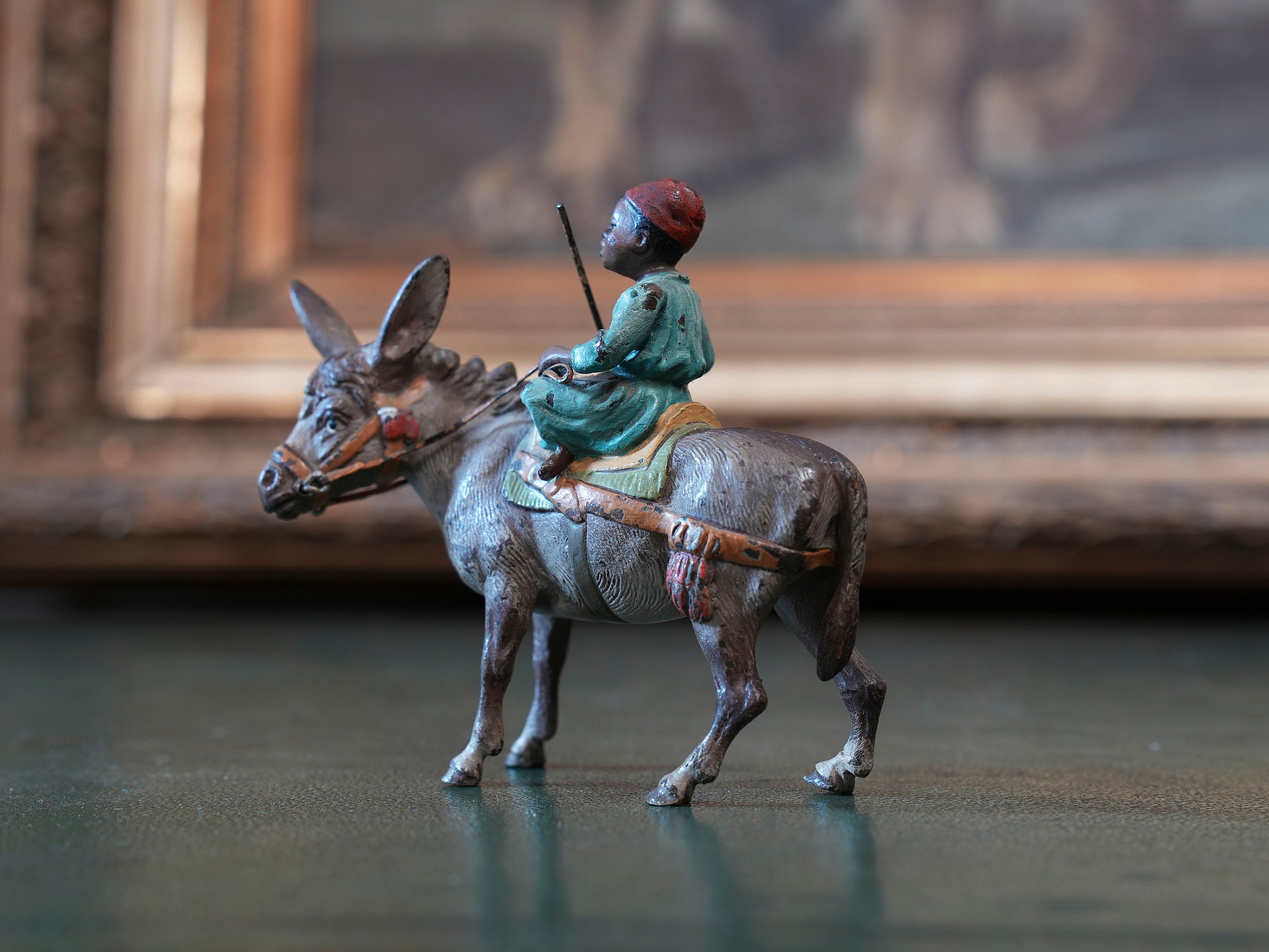 Austrian Cold Painted Bronze Boy & Donkey