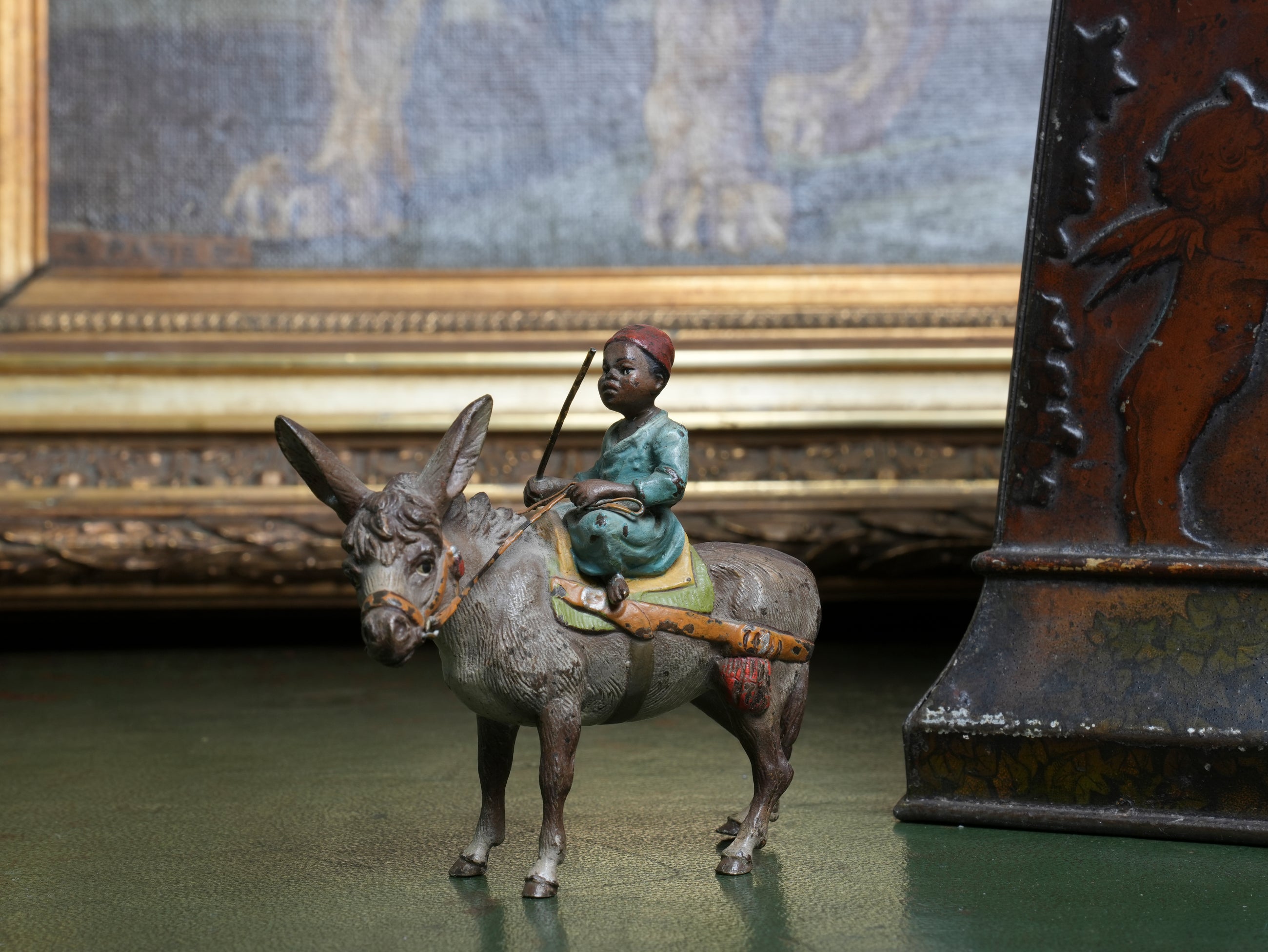 Austrian Cold Painted Bronze Boy & Donkey