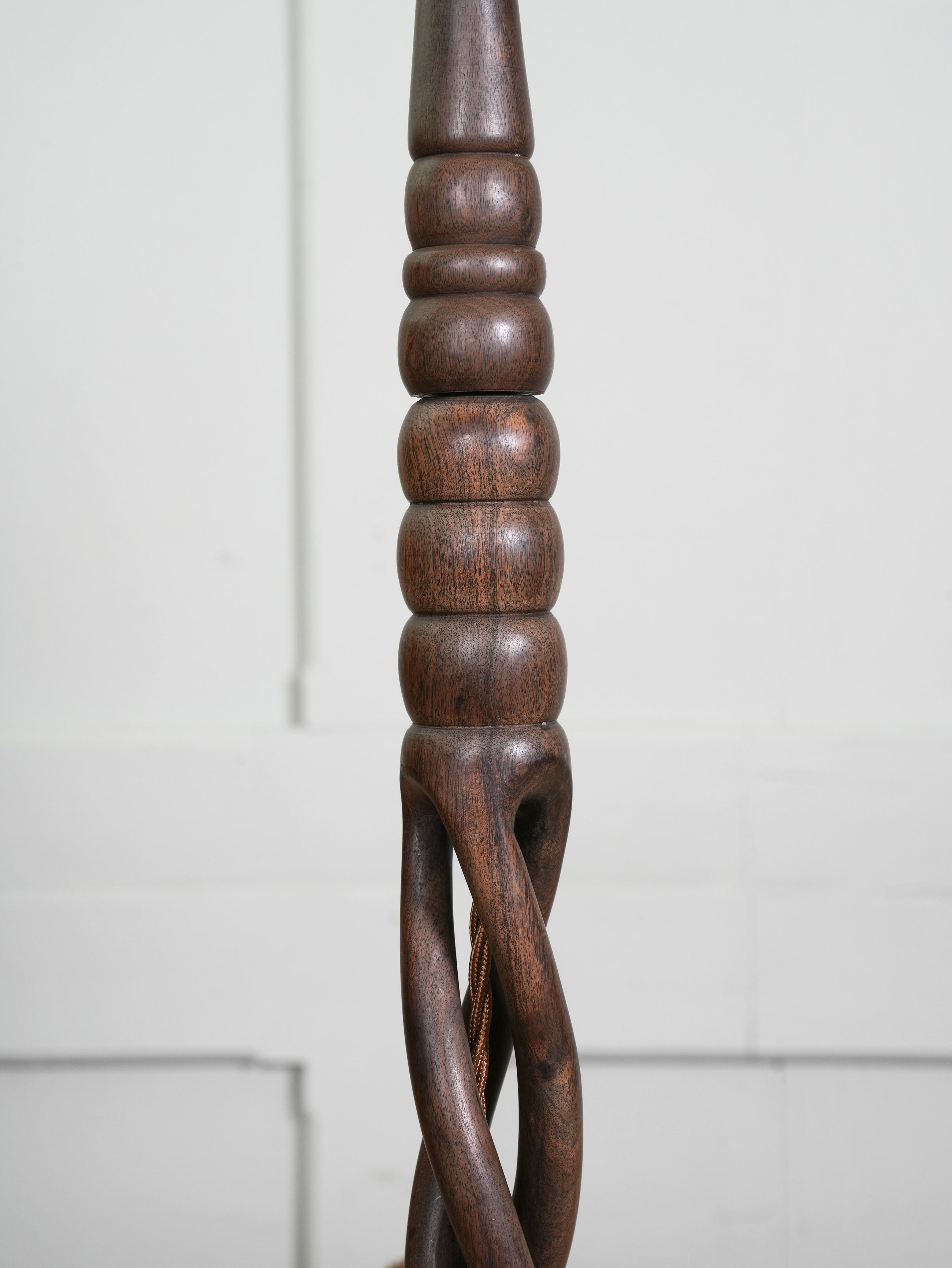 A Turned Tropical Hardwood Table Lamp