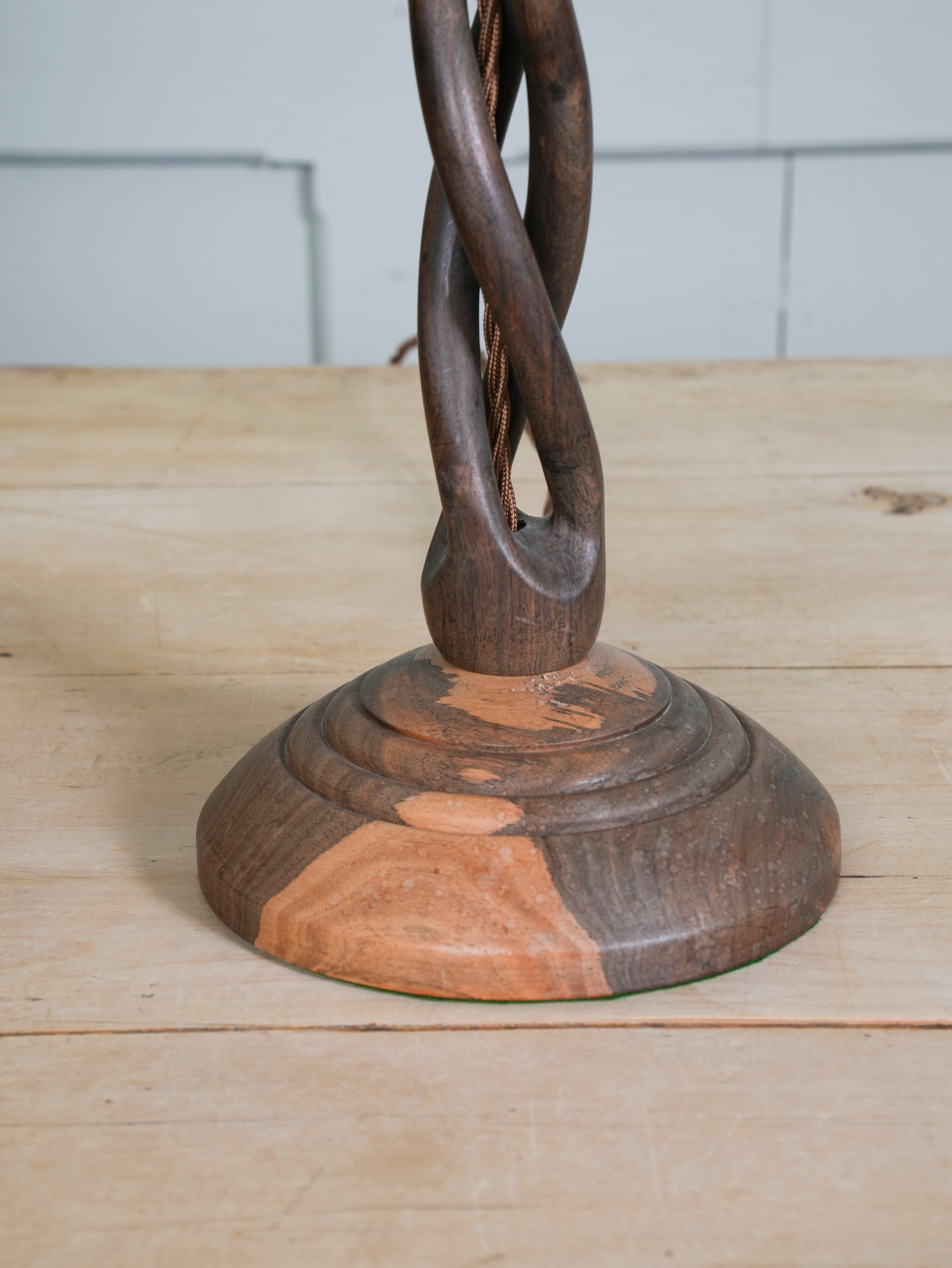 A Turned Tropical Hardwood Table Lamp
