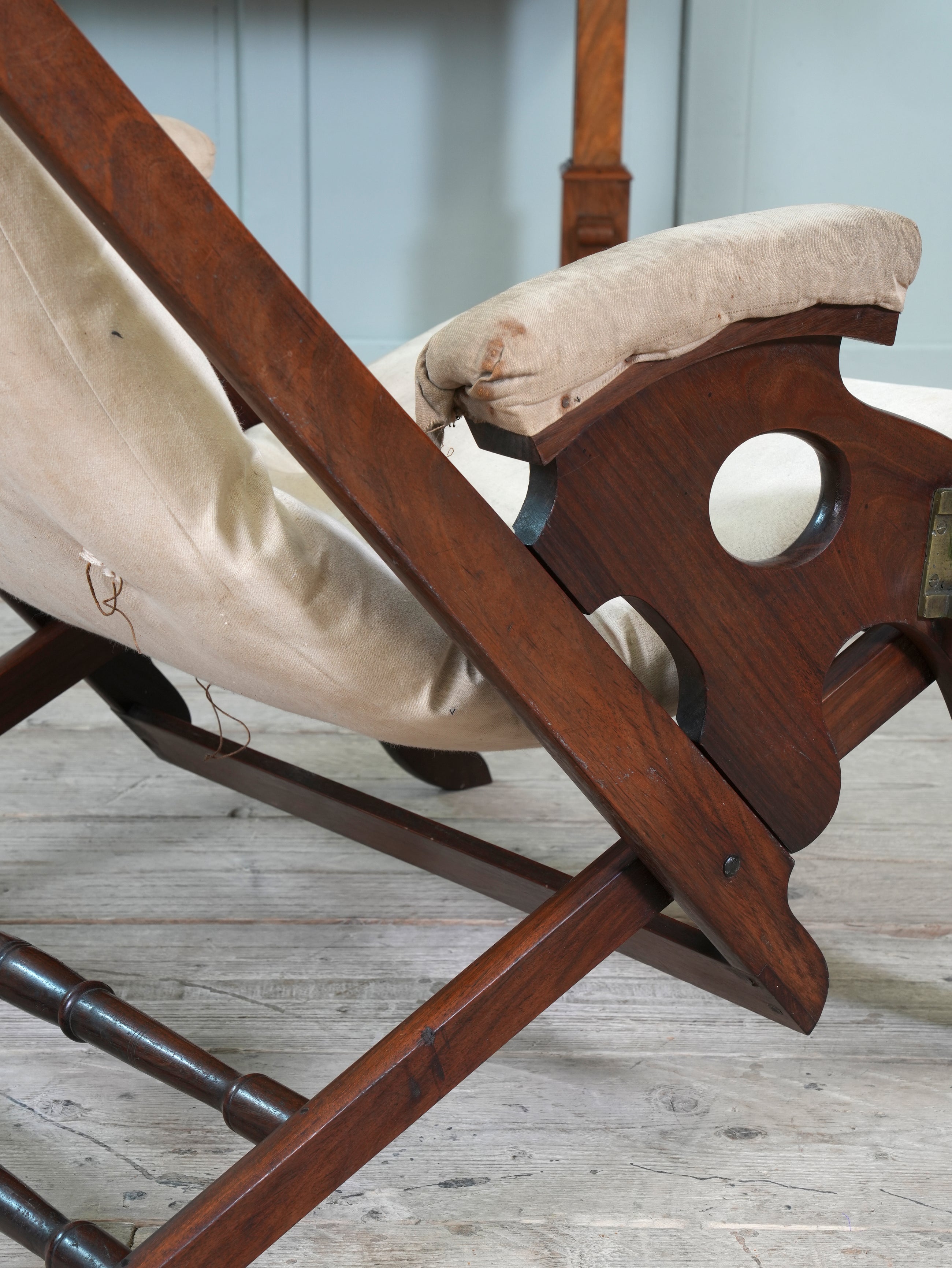 A Teak Campaign Chair