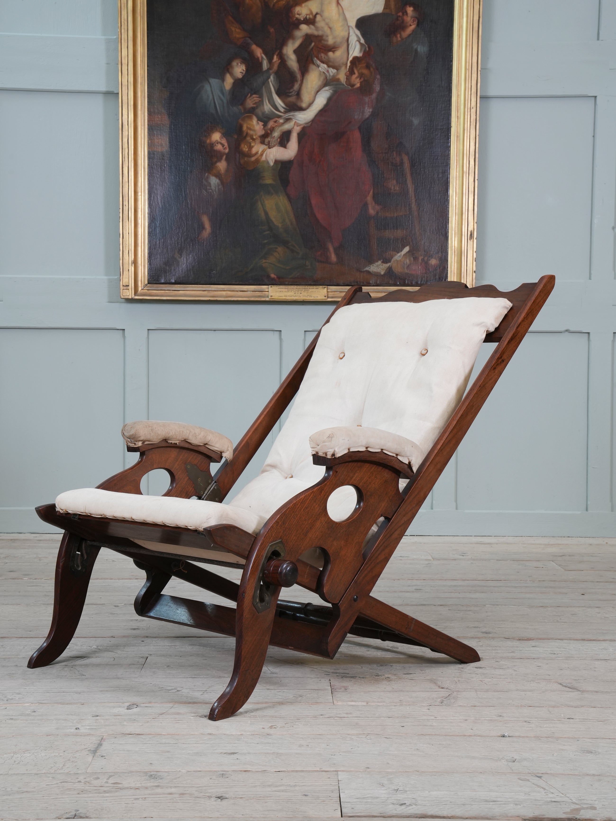 A Teak Campaign Chair