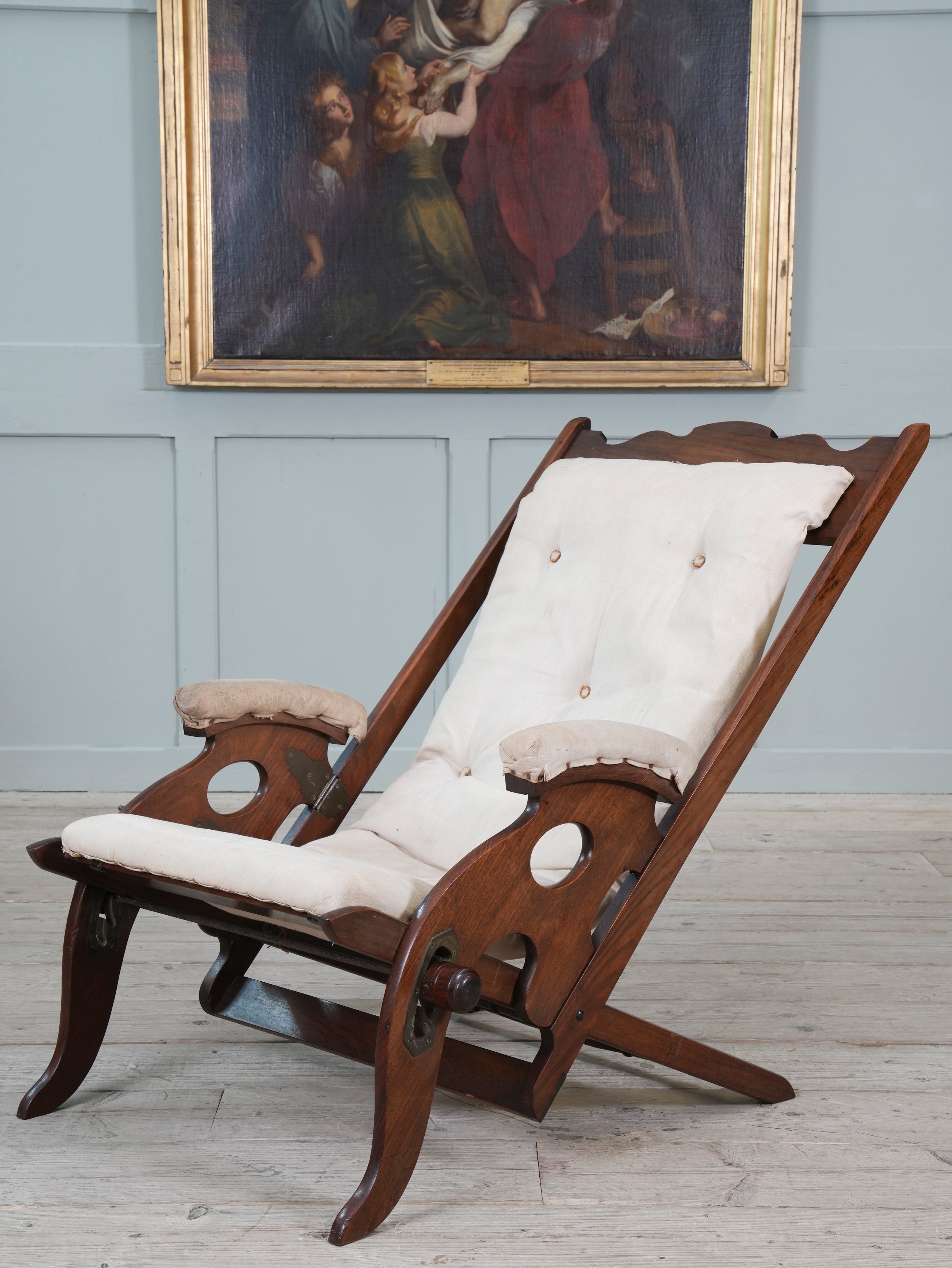 A Teak Campaign Chair