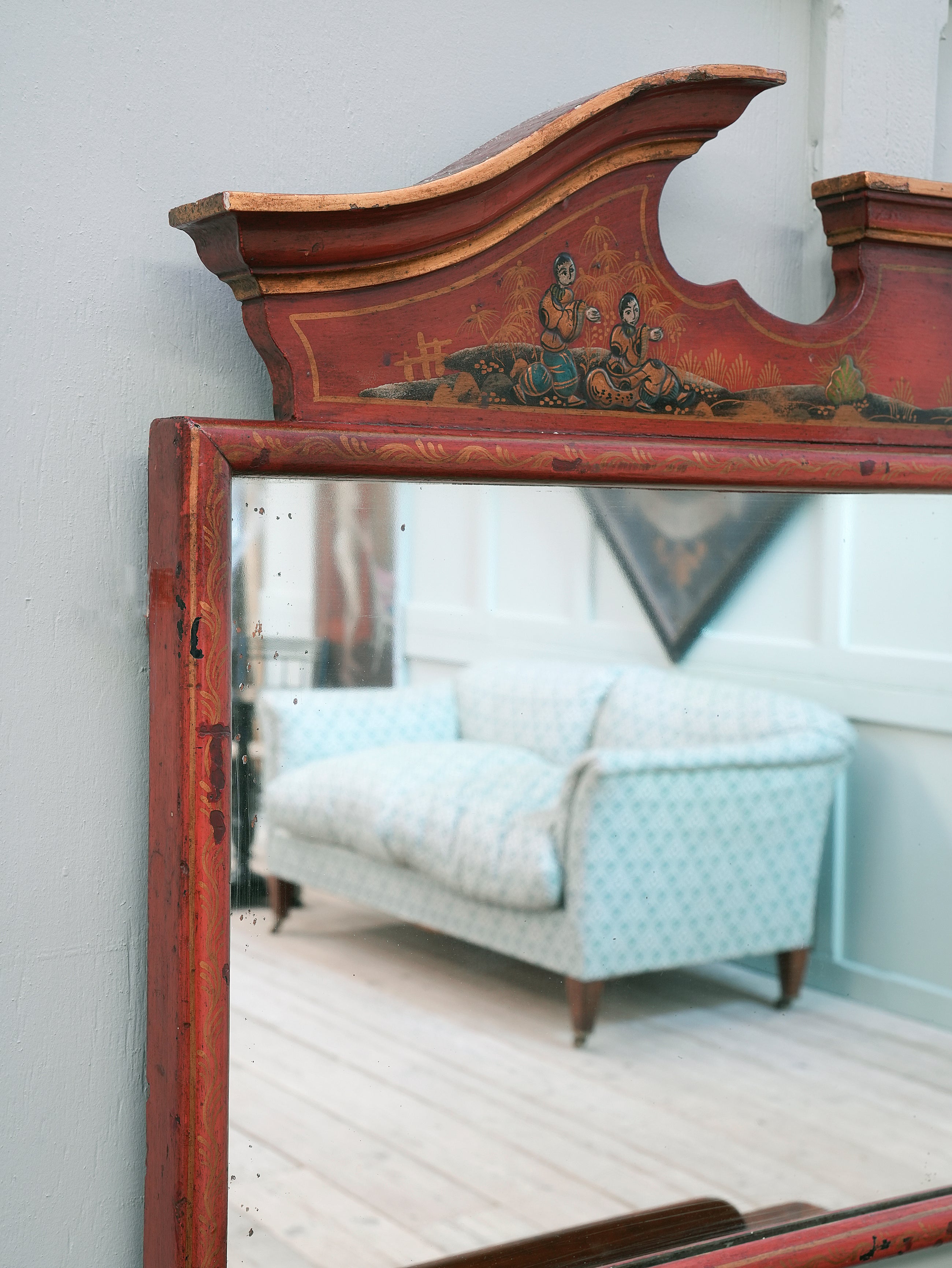 A Late 19th Century Chinoiserie Overmantel Mirror
