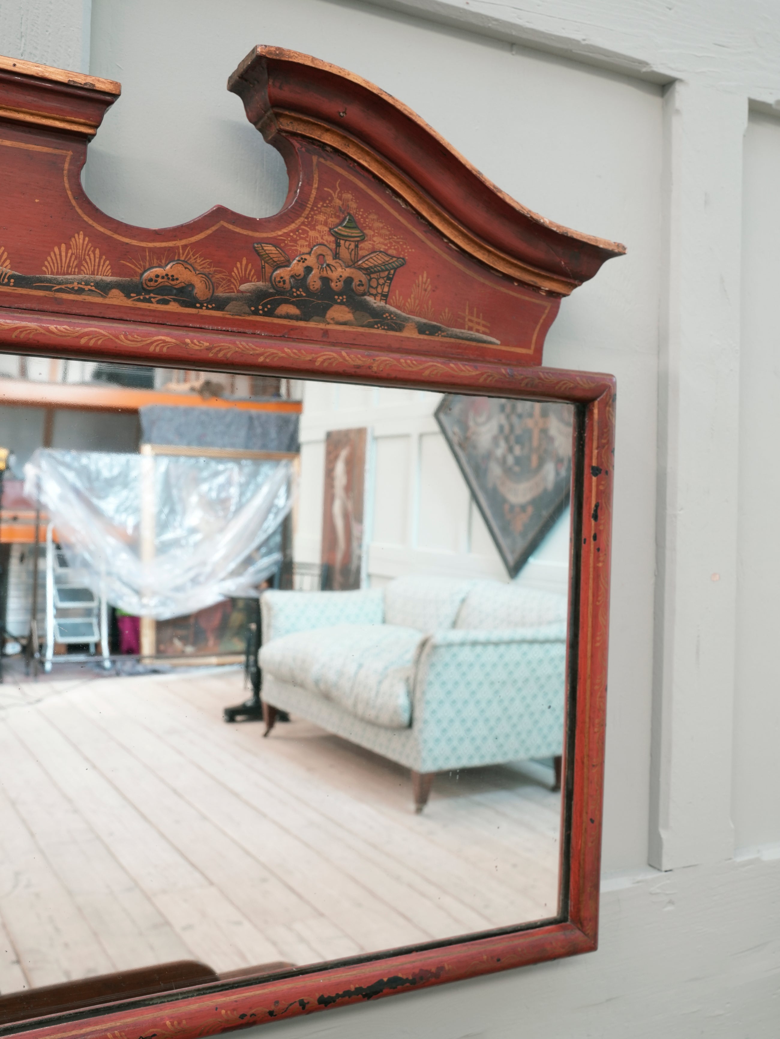 A Late 19th Century Chinoiserie Overmantel Mirror