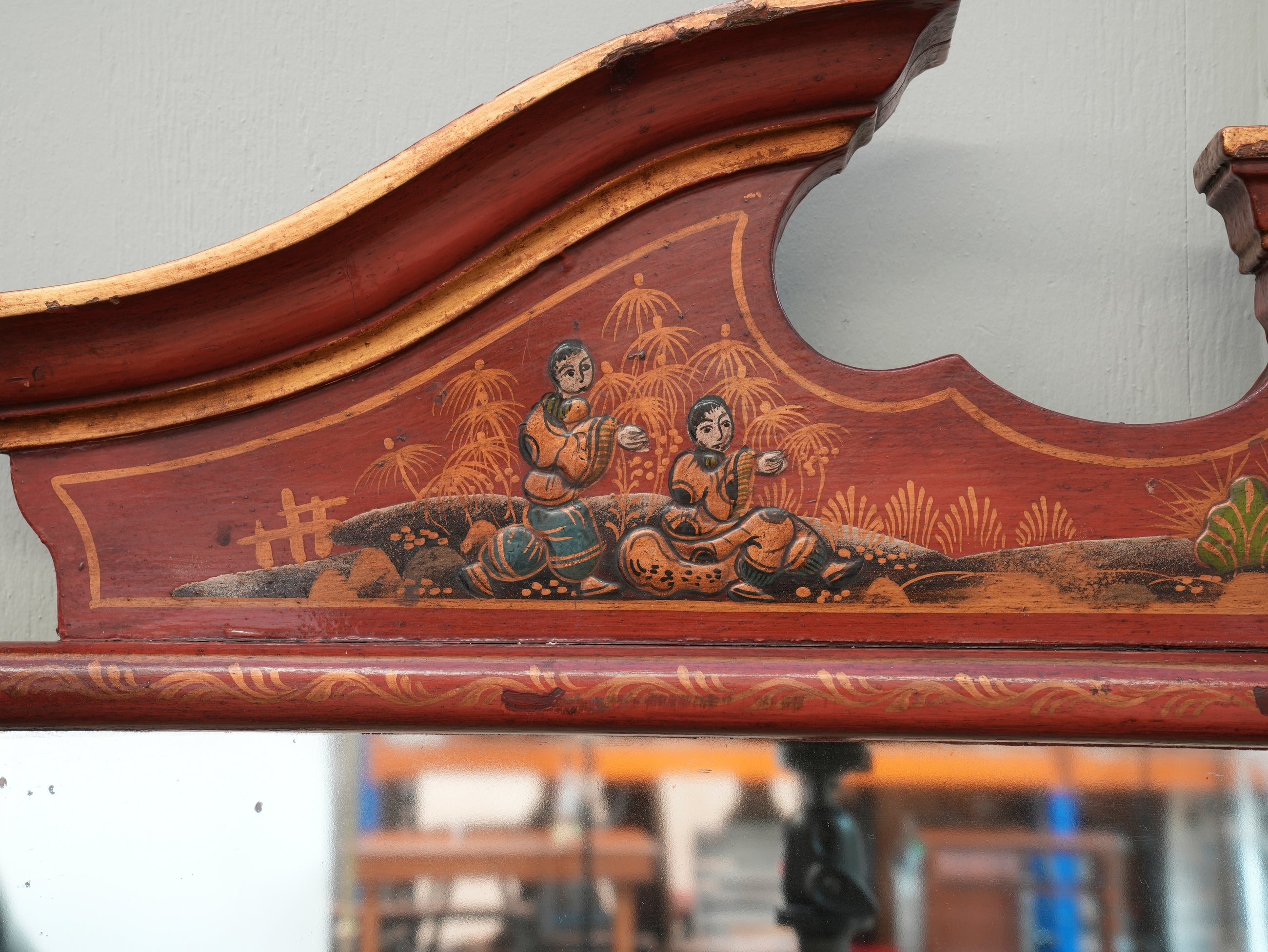A Late 19th Century Chinoiserie Overmantel Mirror