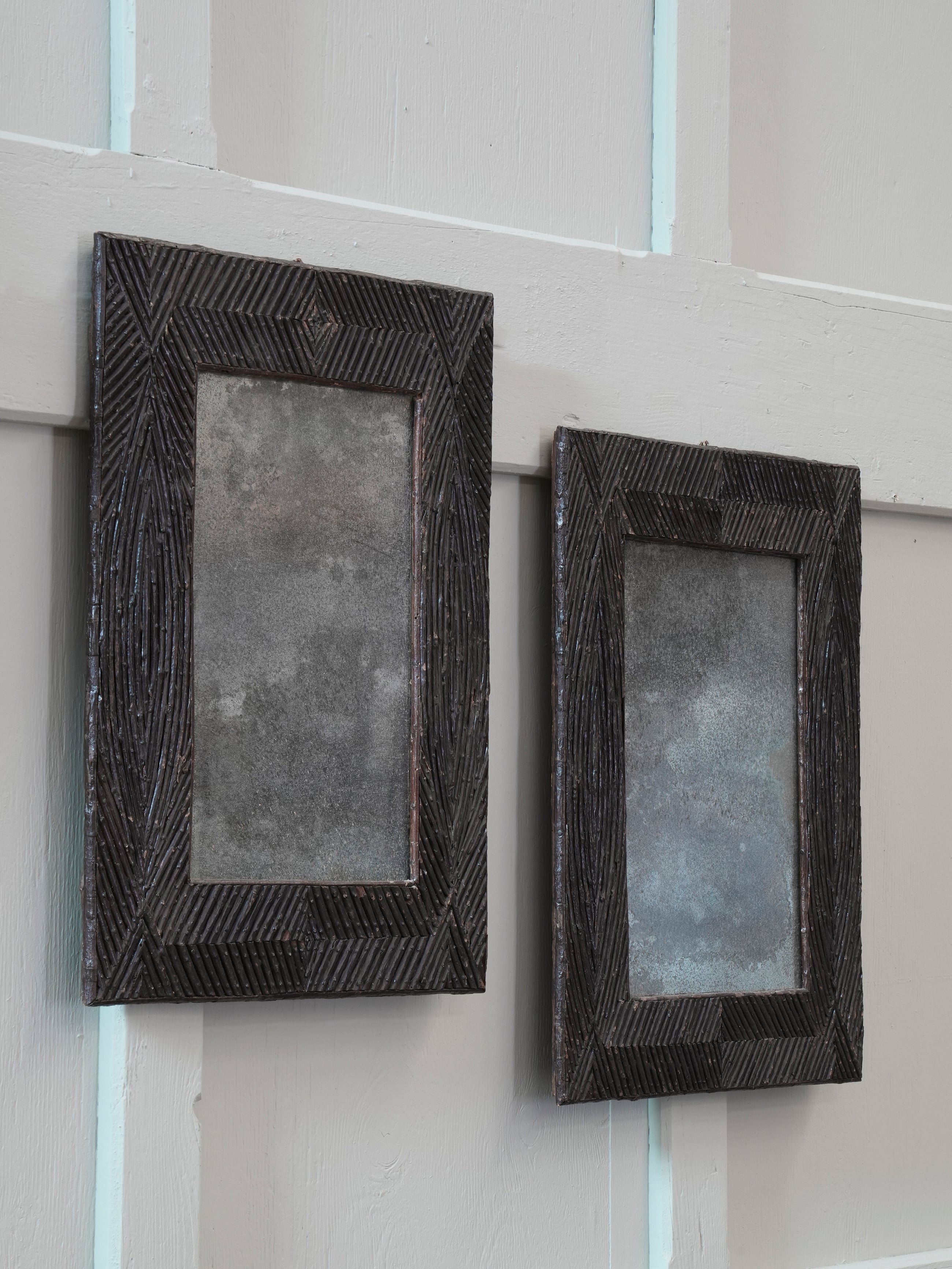 A Pair of Art Populaire Twig Work Mirrors