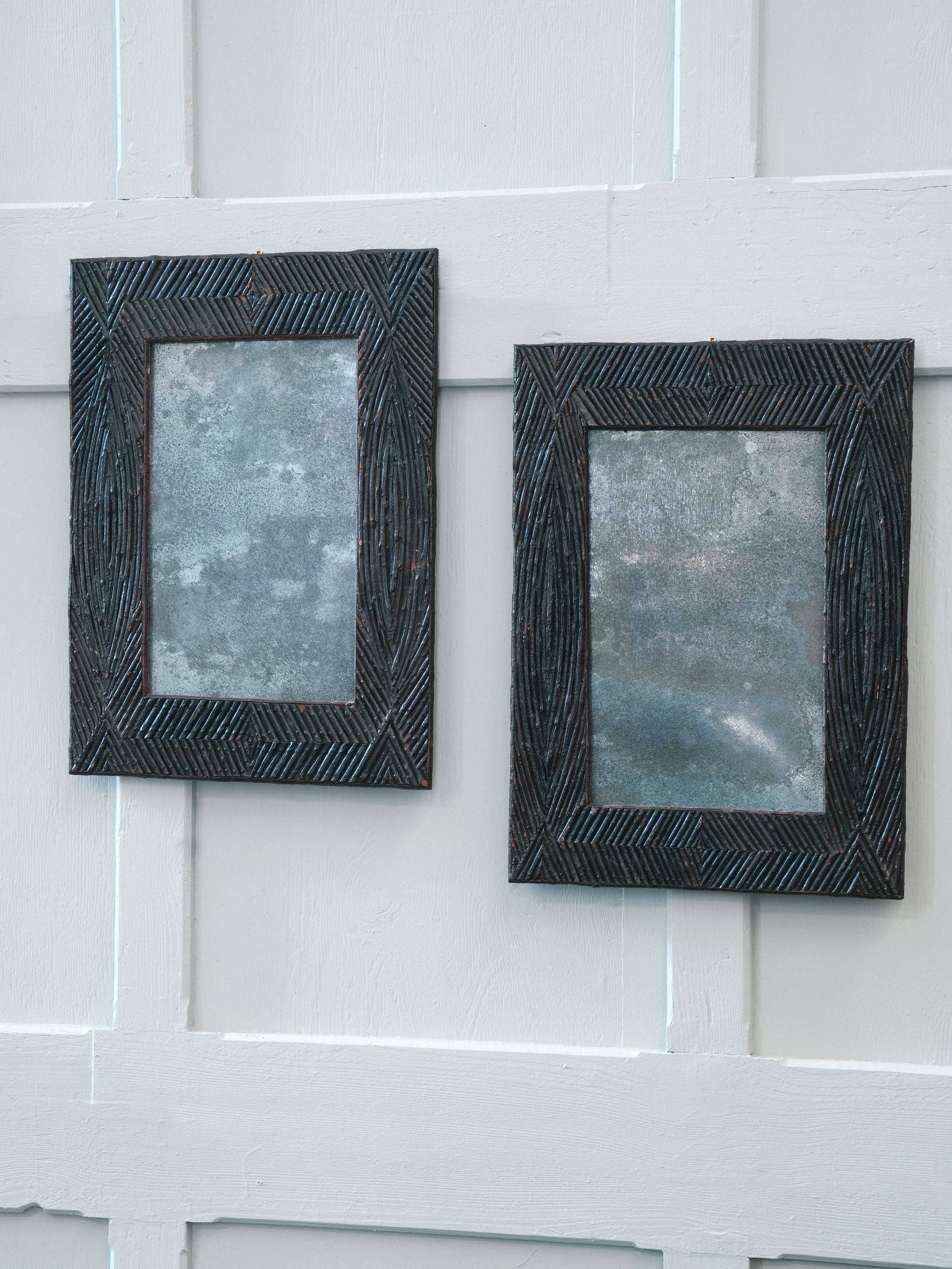 A Pair of Art Populaire Twig Work Mirrors