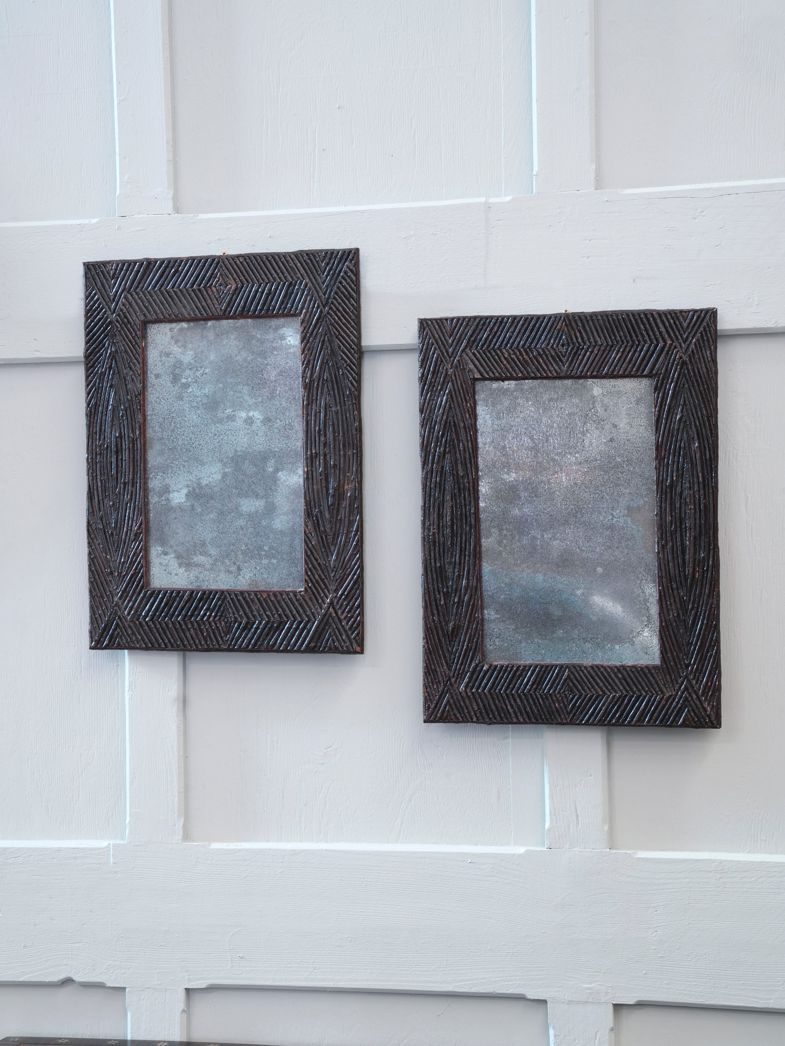 A Pair of Art Populaire Twig Work Mirrors