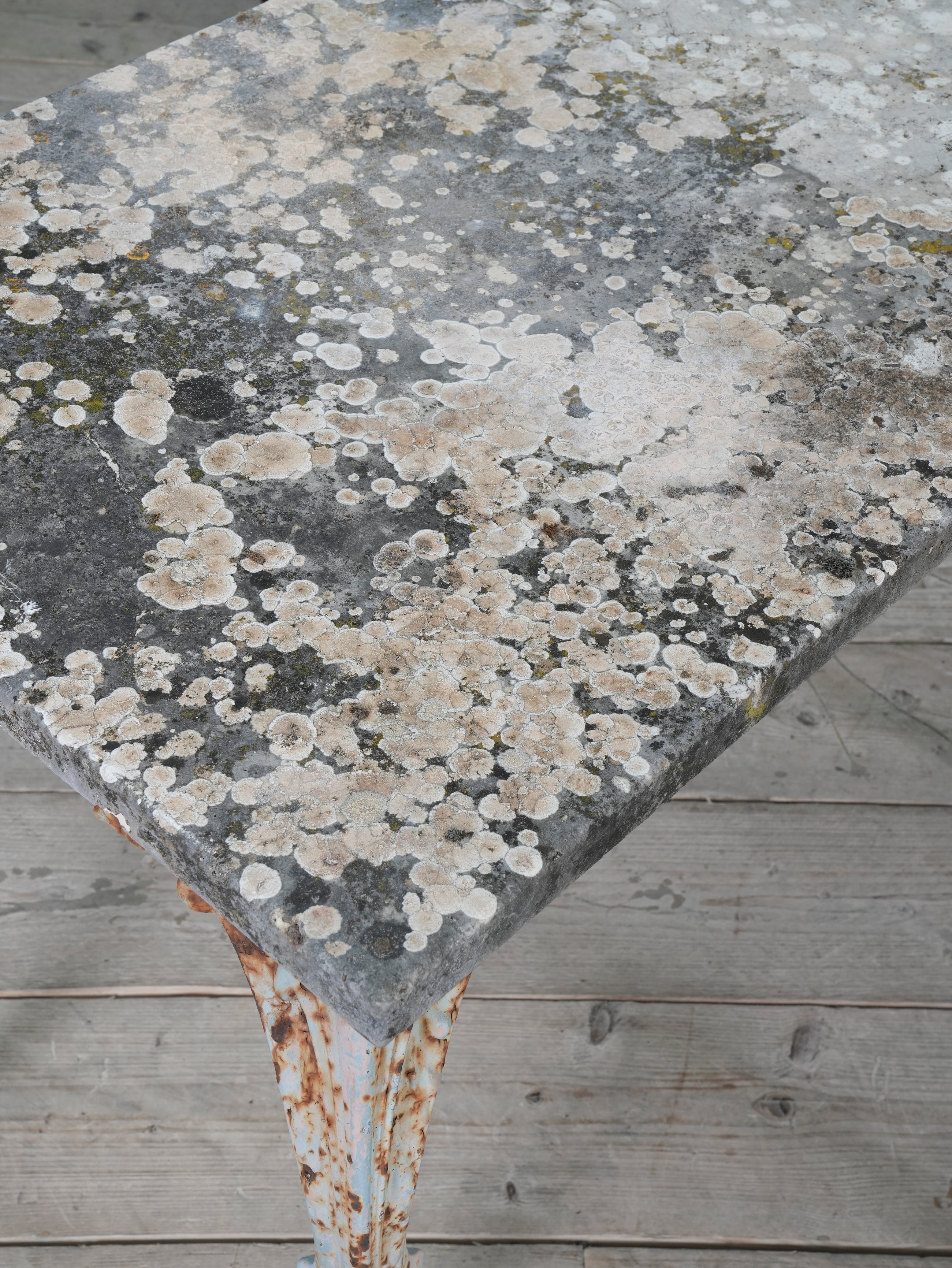 A Pair of Travertine Marble & Cast Iron Orangery Tables