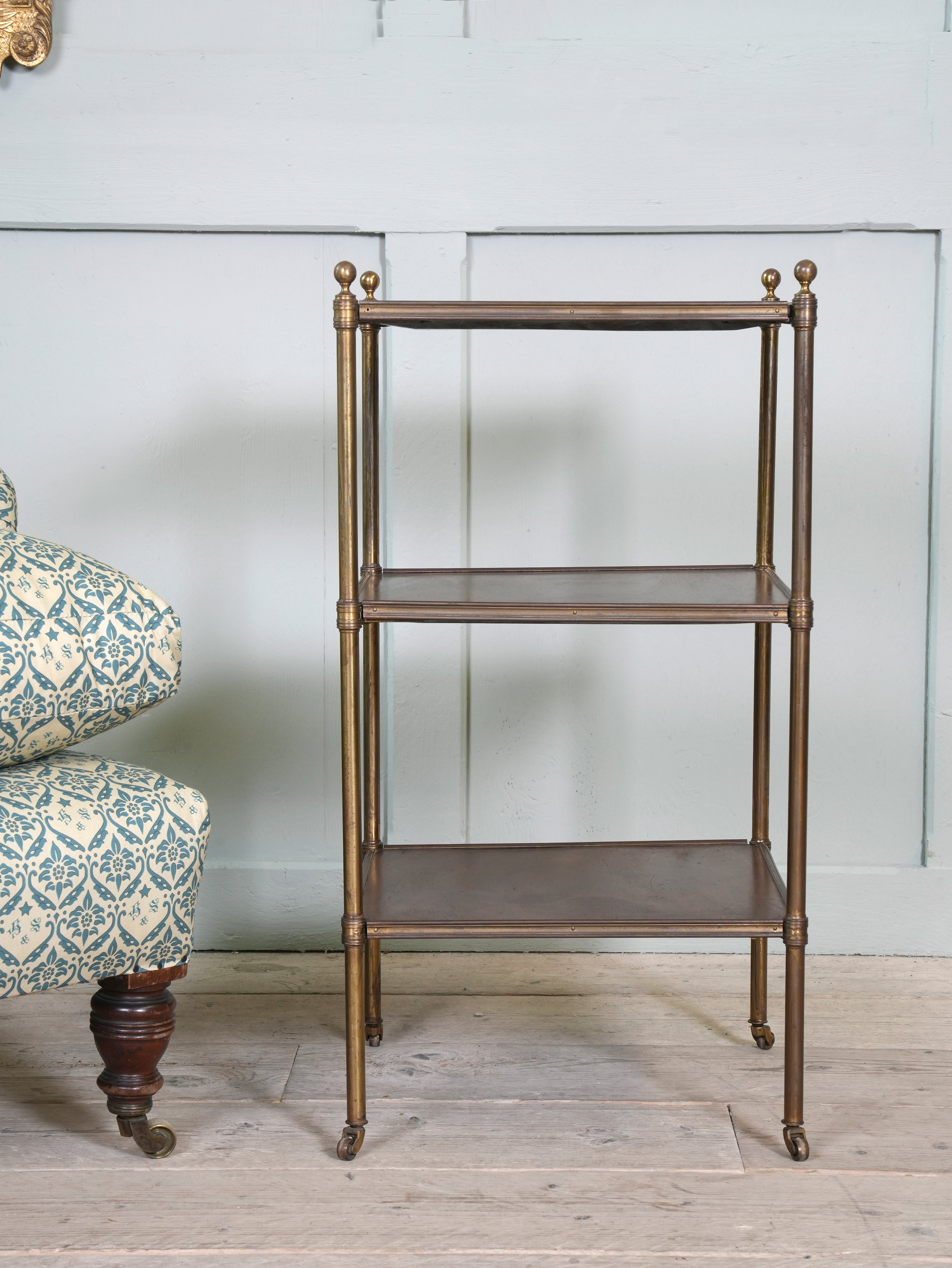 An English Gilt Brass & Mahogany Etagere