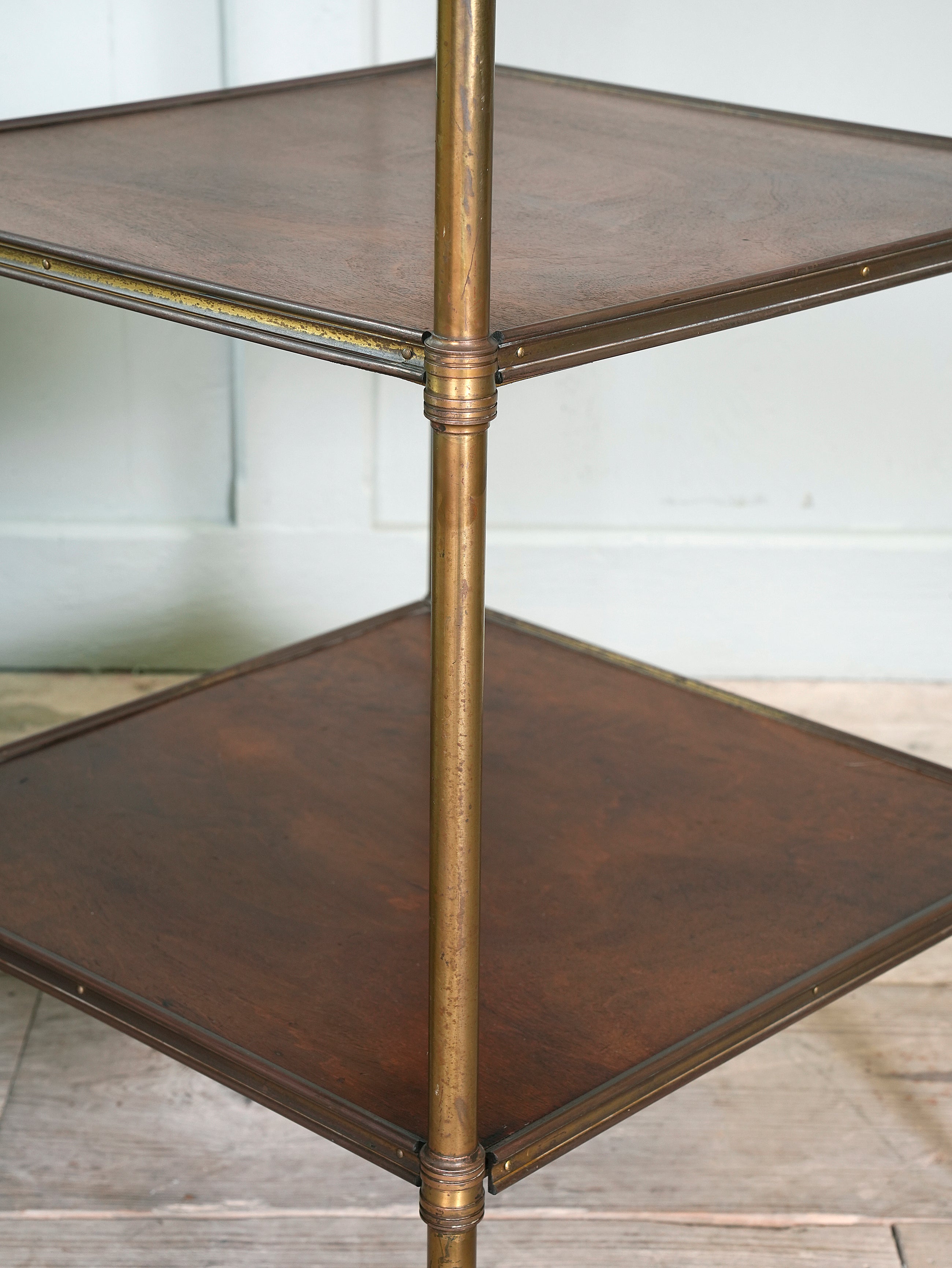 An English Gilt Brass & Mahogany Etagere
