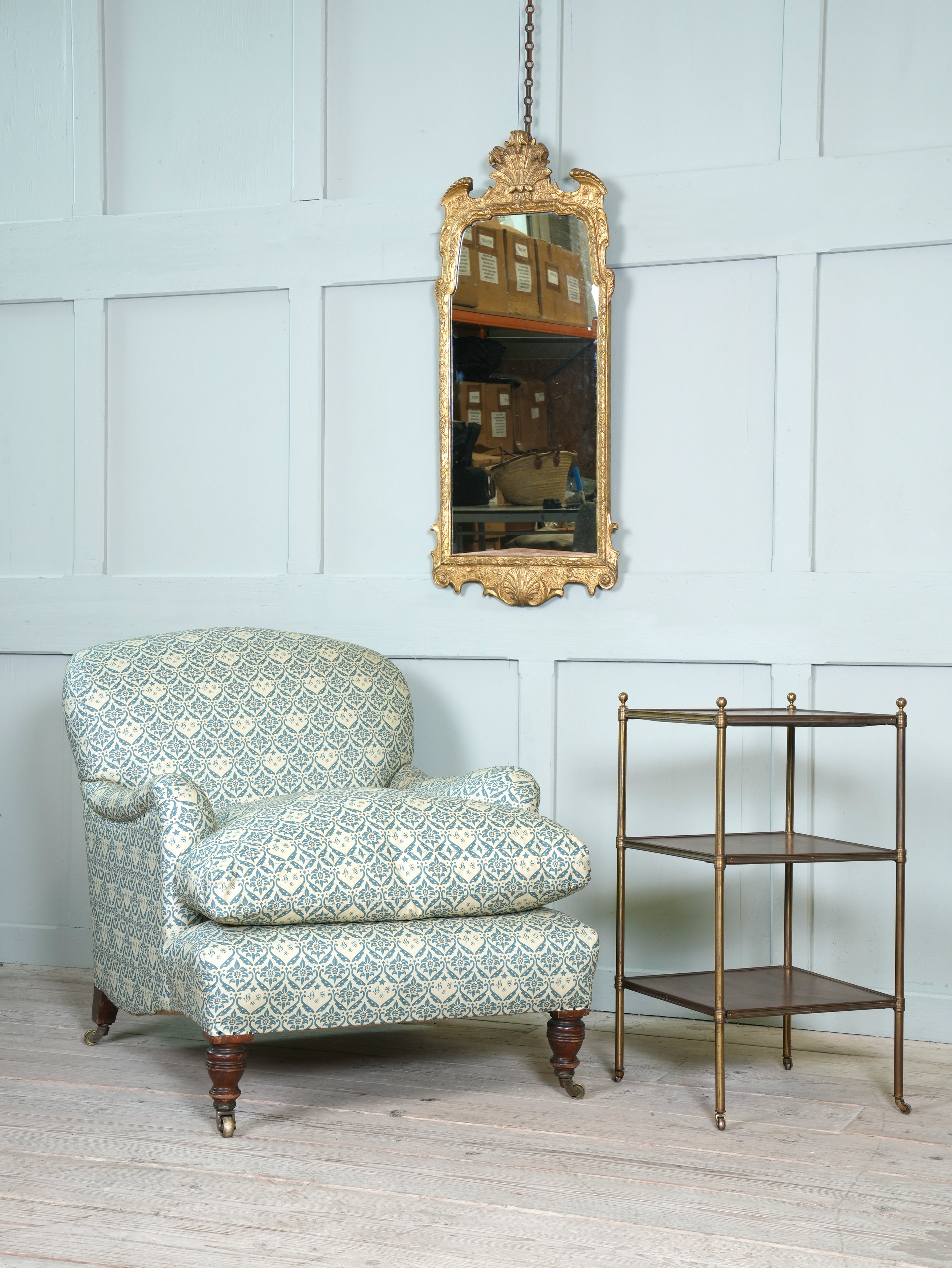 An English Gilt Brass & Mahogany Etagere