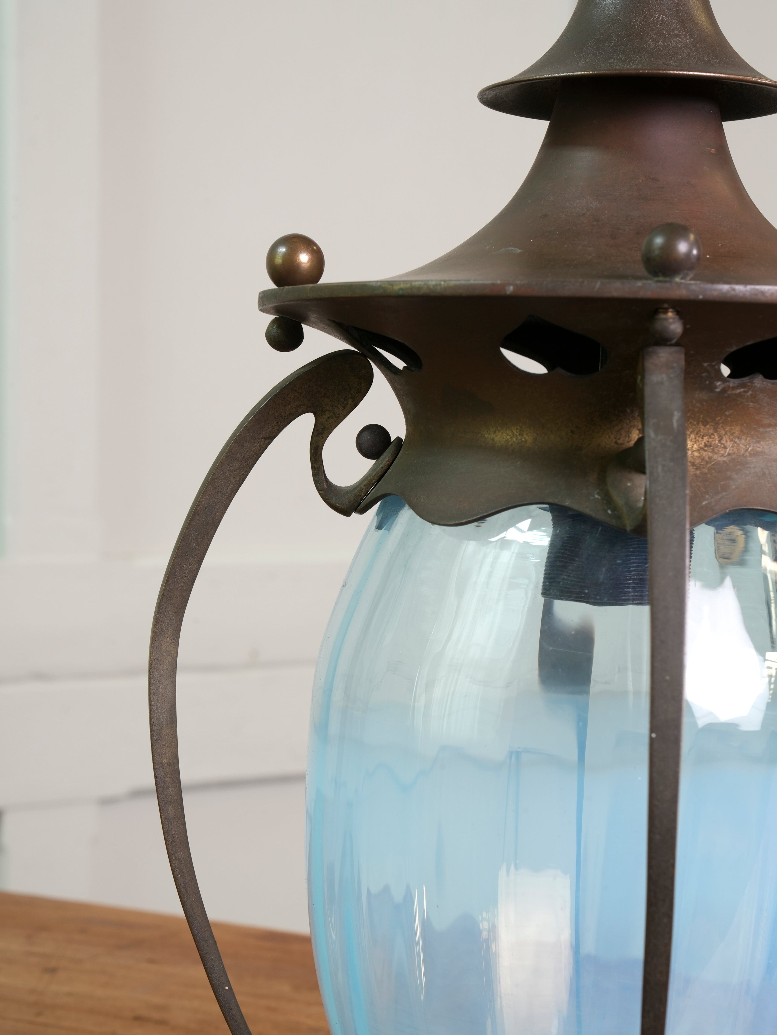 A Brass Arts & Crafts Hall Lantern