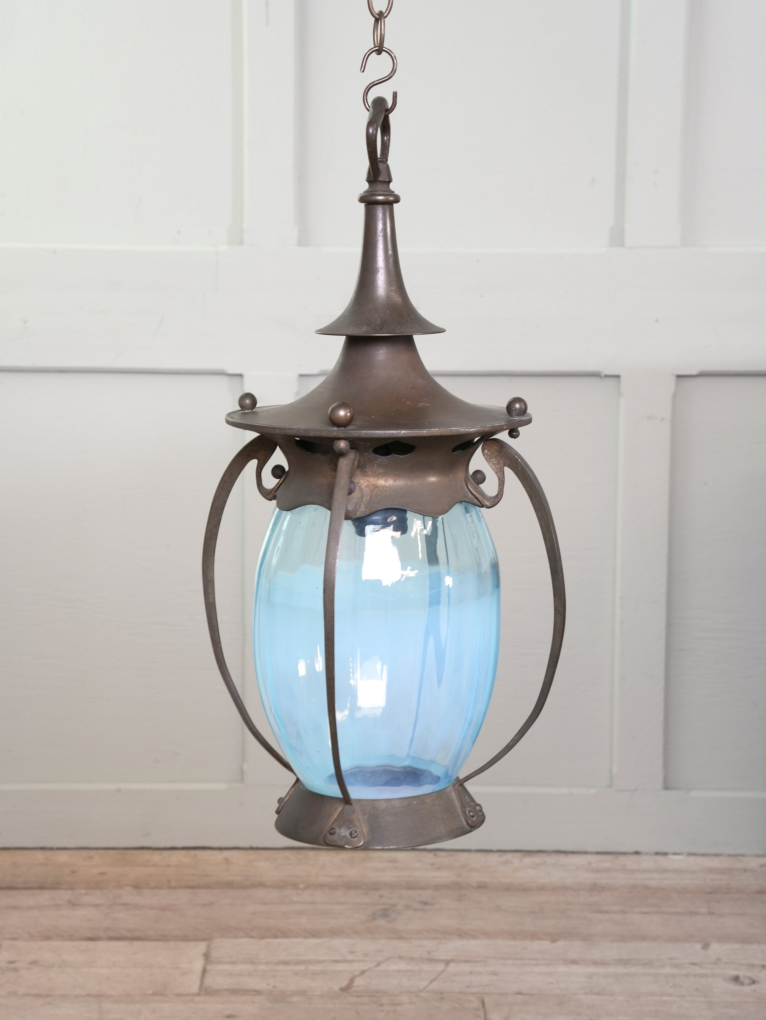 A Brass Arts & Crafts Hall Lantern