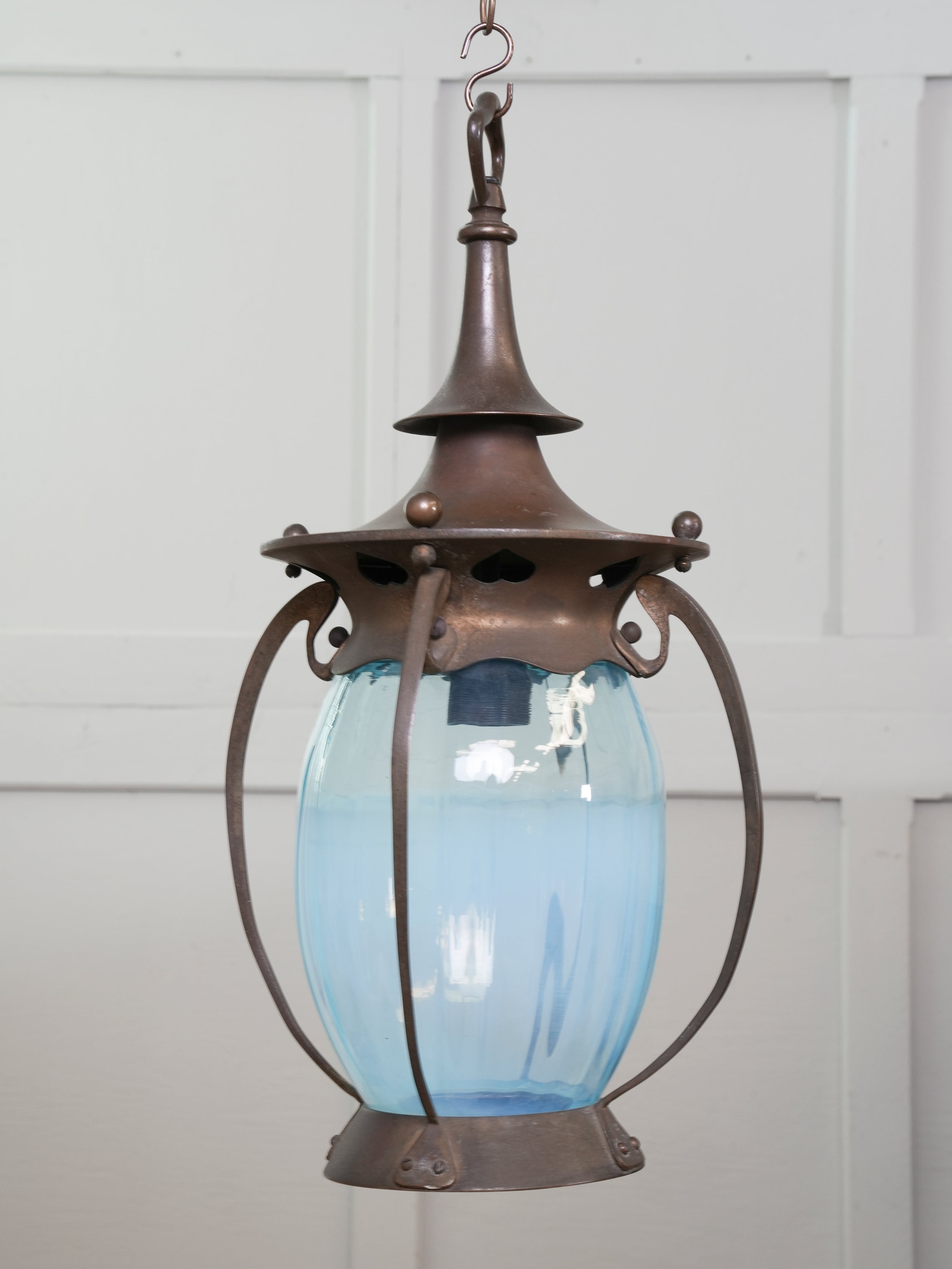 A Brass Arts & Crafts Hall Lantern