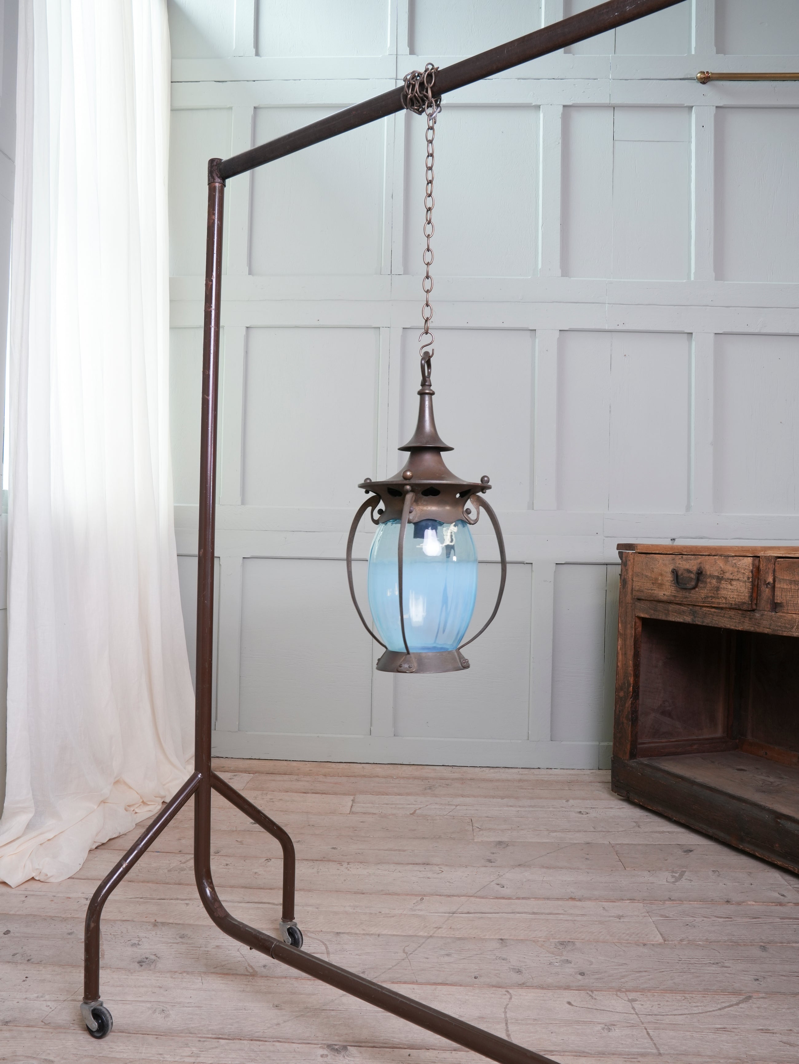 A Brass Arts & Crafts Hall Lantern