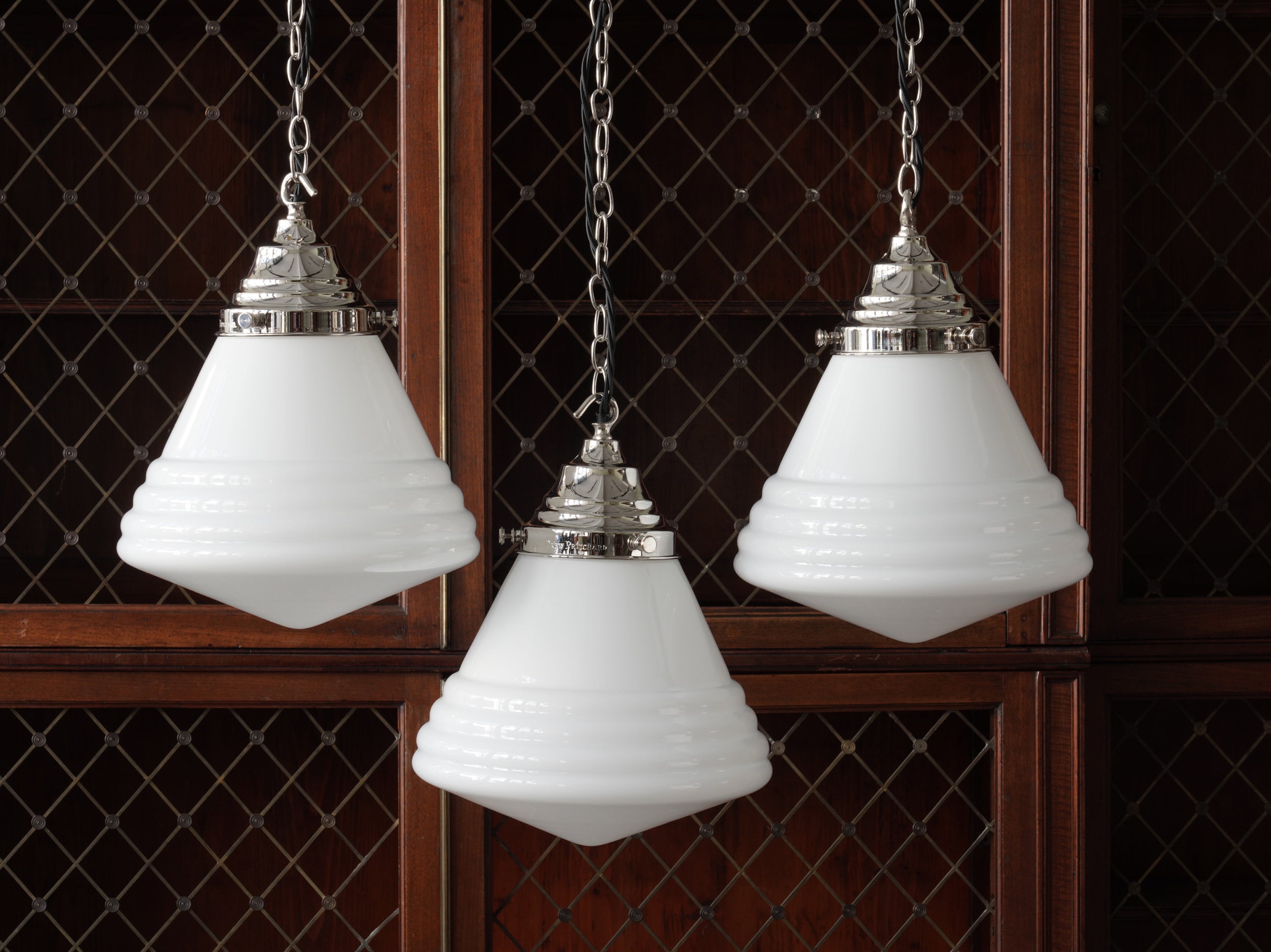 The Grace Opaline Pendant Light in Nickel