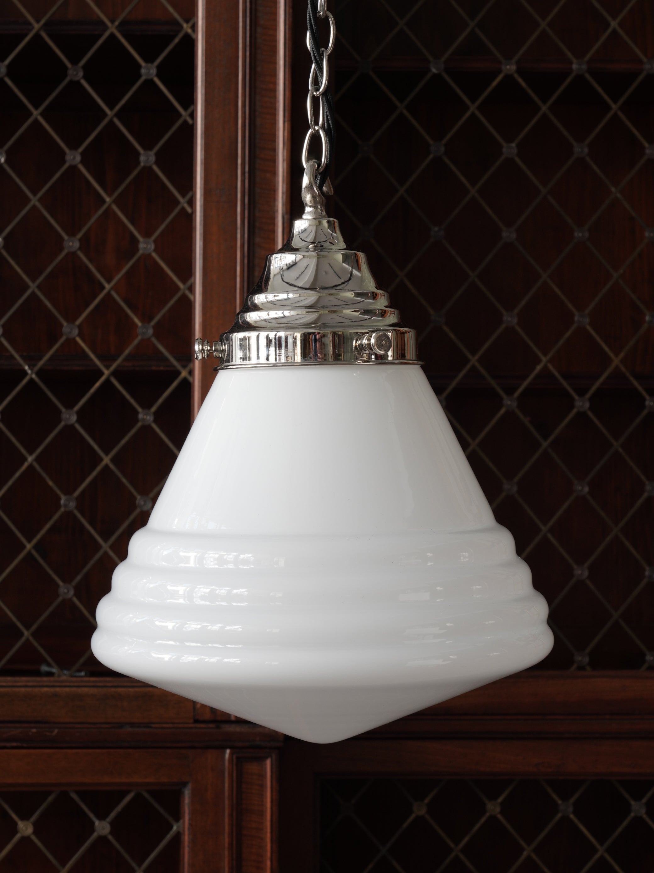 The Grace Opaline Pendant Light in Nickel