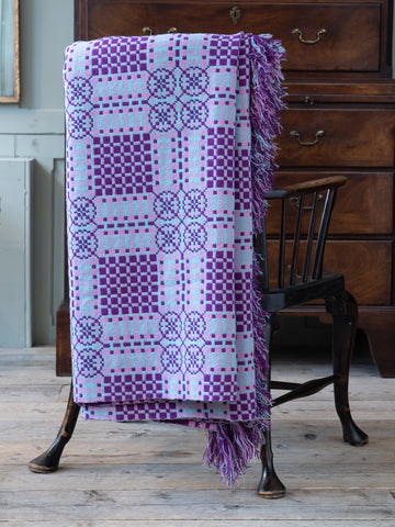 Violet & Pale Blue Welsh Tapestry blanket