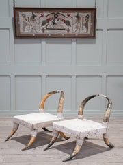A Pair of Steer Horn & Hide Side Chairs