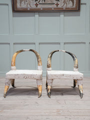 A Pair of Steer Horn & Hide Side Chairs