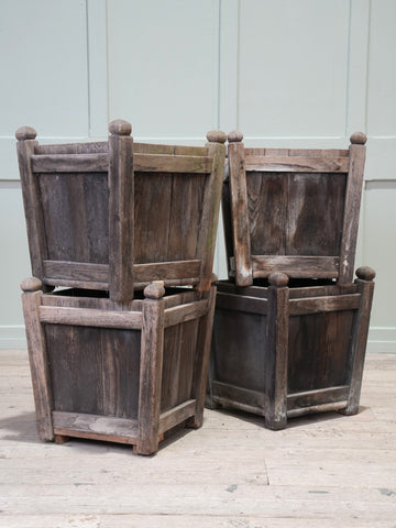 Two Pairs of Weathered Teak 1920s Planters