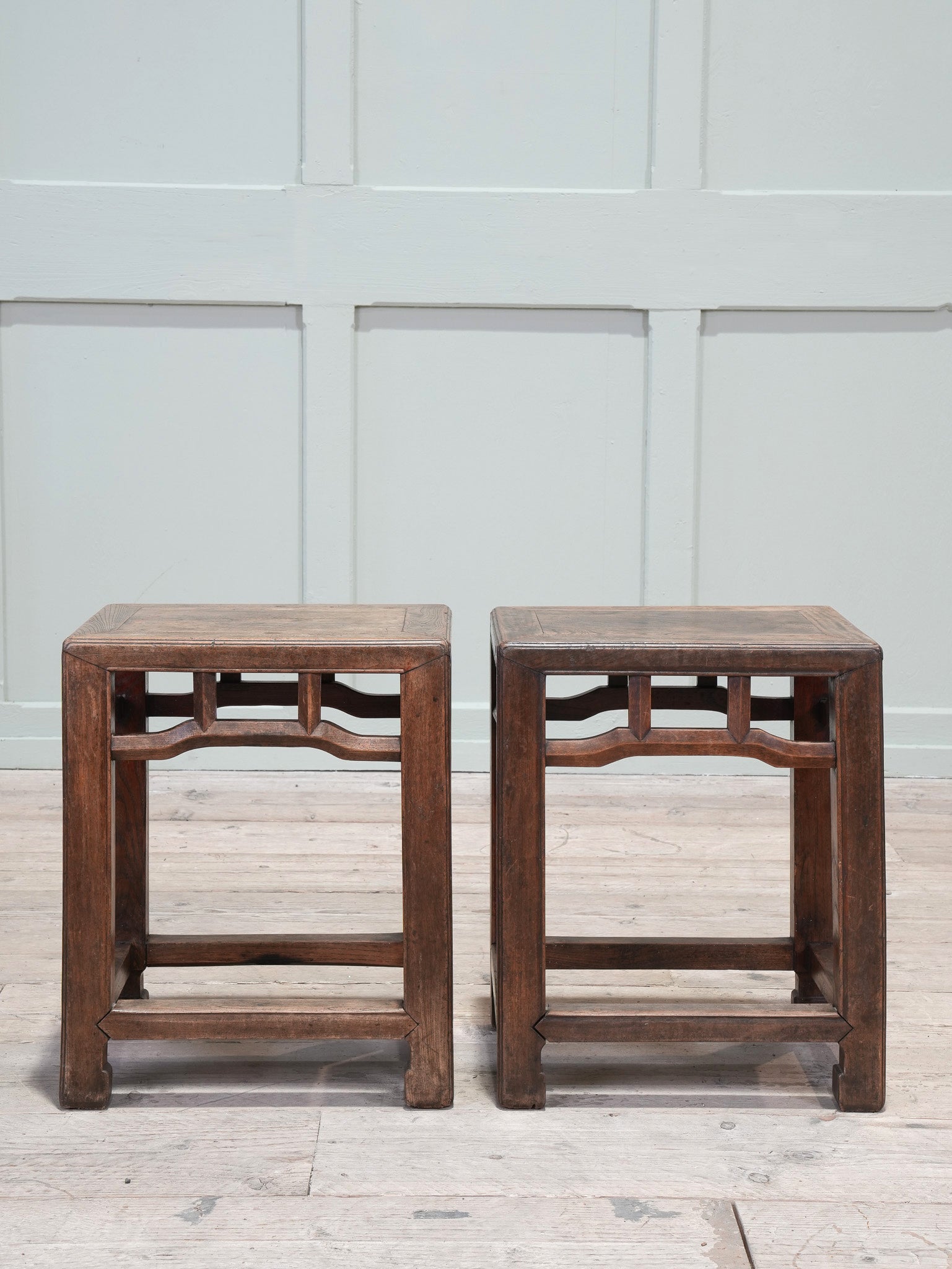 A Pair of Chinese Elm Side Tables