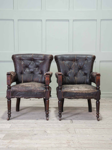 A Pair of 19th Century Library Armchairs