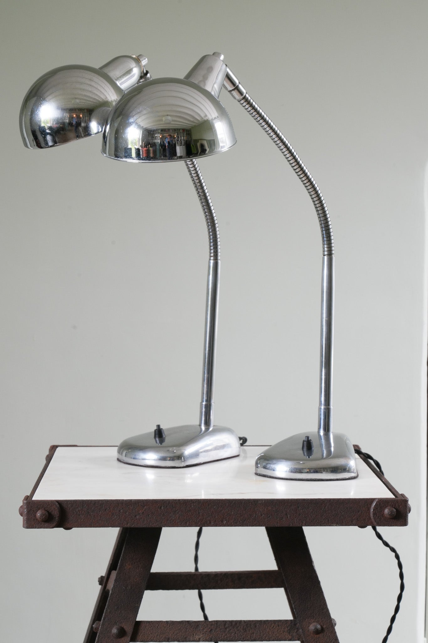 A Pair Chrome Desk Lamps